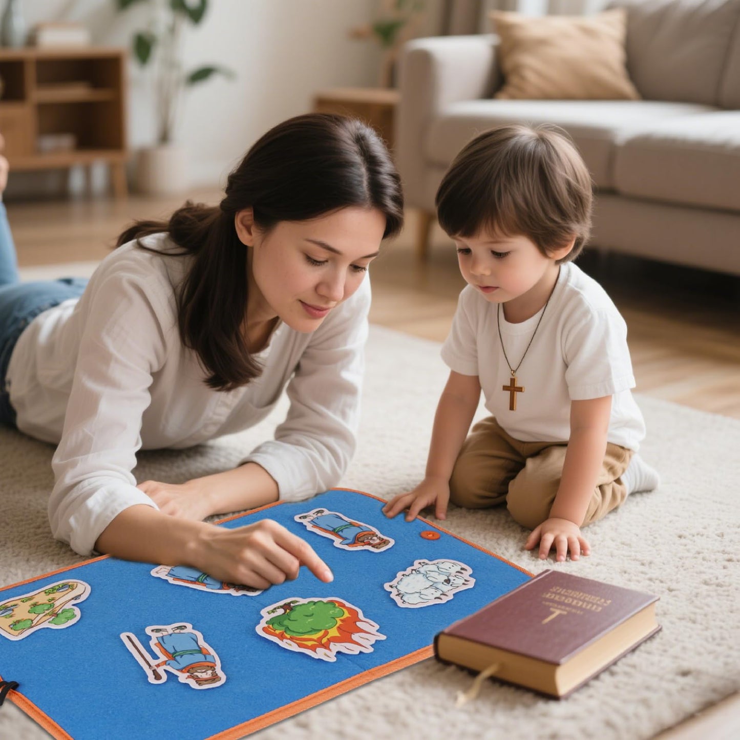 CHEFAN 4 Pack Felt Board Bible Stories Set, Flannel Board Stories Include Adam and Eve, Jacob's Ladder, Moses and The Burning Bush, Balaam and The Donkey, Precut Flannel Graph Bible Toys for Kids