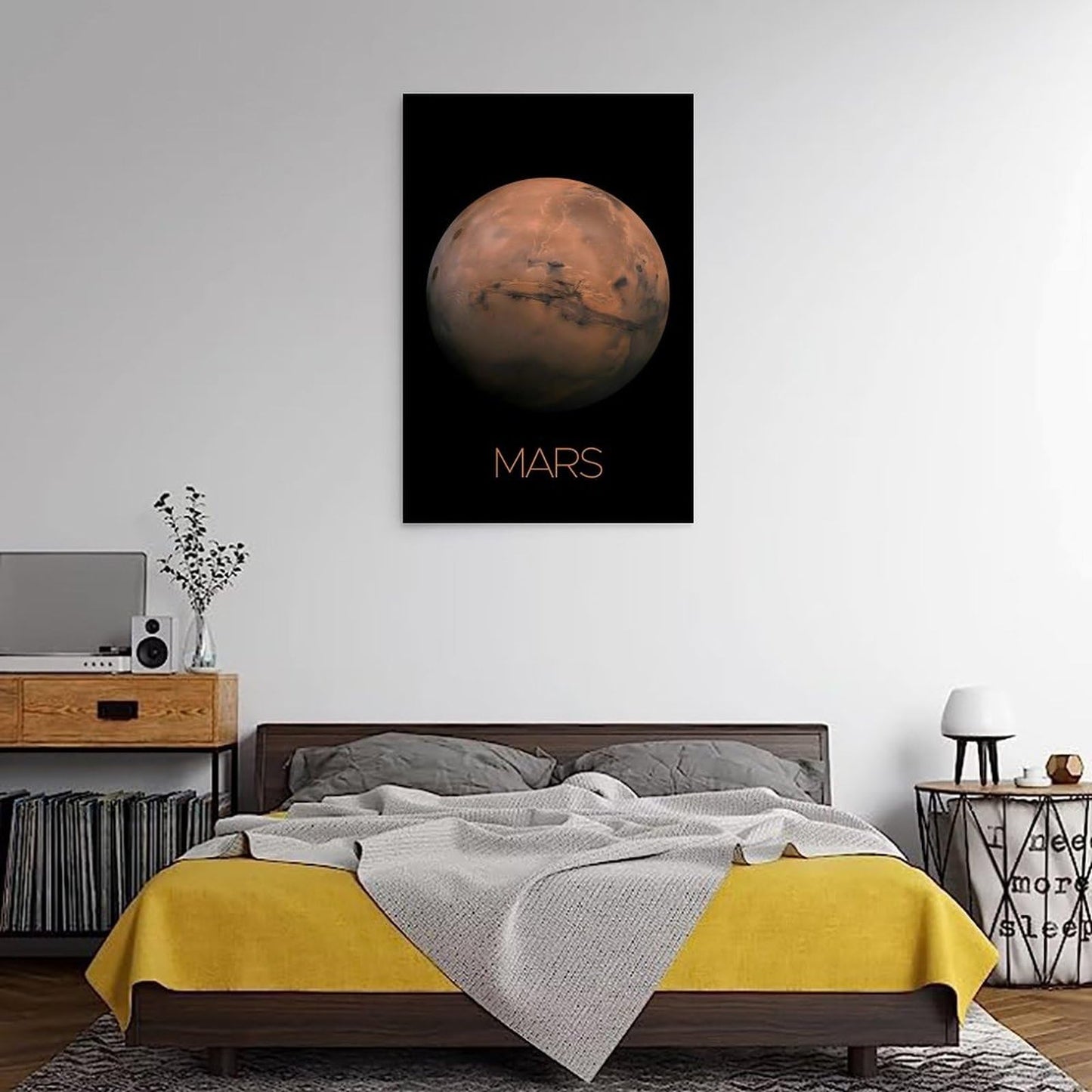 Solar System Planets Canvas Wall Art - Mars Planet Space Poster for Kids Room Bedroom Classroom, STEM Educational Astronomy Decor, Science Gift for Boys Girls, 16x24 Inch Framed