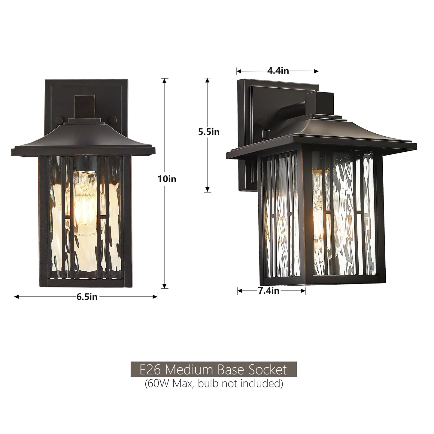 OUPAVOCS Outdoor Wall Lights, Waterproof Metal Sconce, Oil Rubbed Bronze, 1 Pack, Model FTL-OW-090