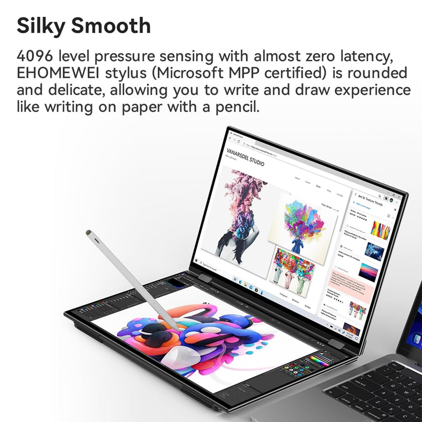 EHOMEWEI X2 Foldable Dual Touchscreen Portable Monitor 16"×2 FHD Touch Screen Extender with Stylus Support for Laptop iPhone Mac