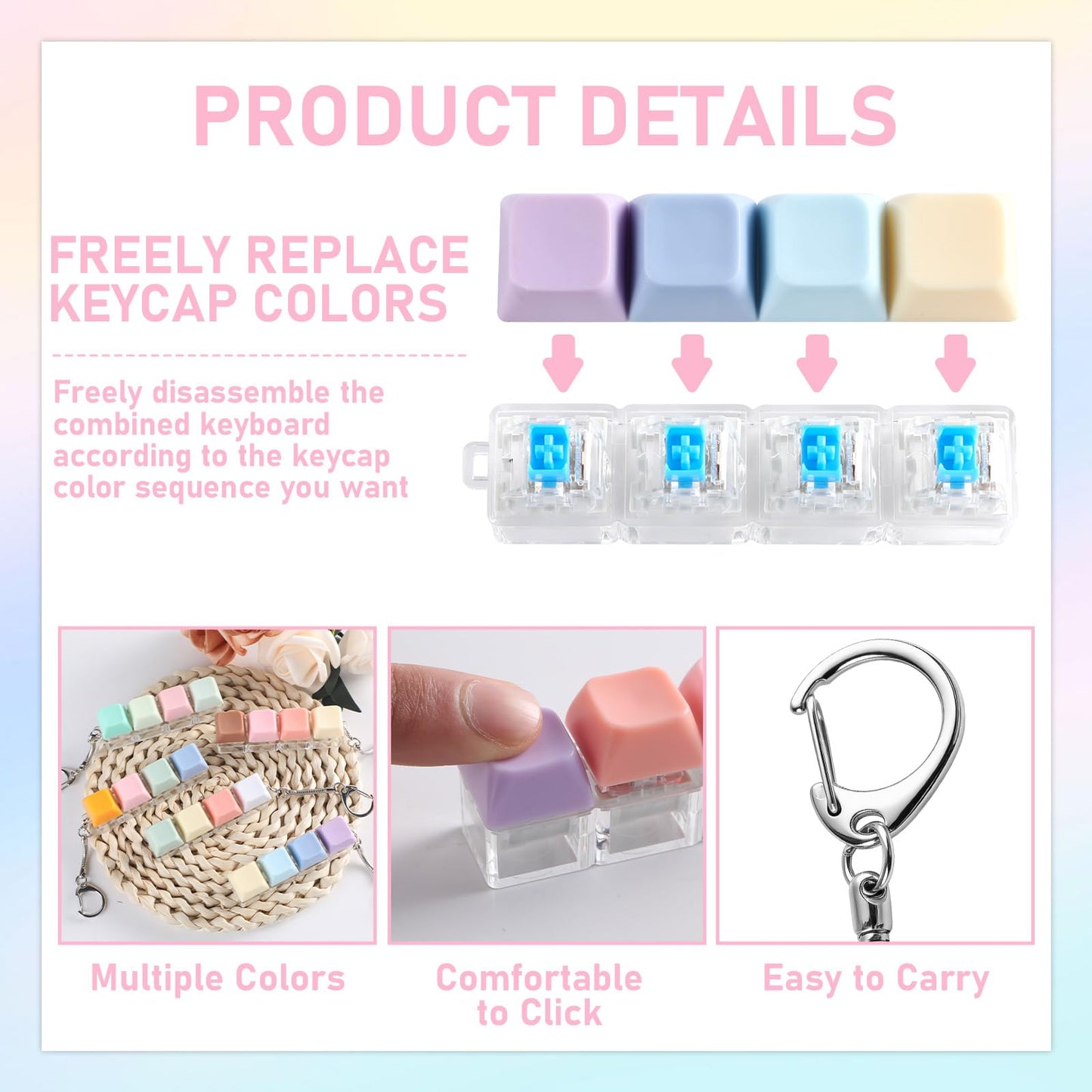 36 Pcs Keyboard Fidget Toys Stress Relief Fidget Clicker Keyboards Set Colorful Keyboard Decompression Toys Button Stress Relief Gifts for Adults to Relieve Stresses Pass Time Party Giveaways Favors