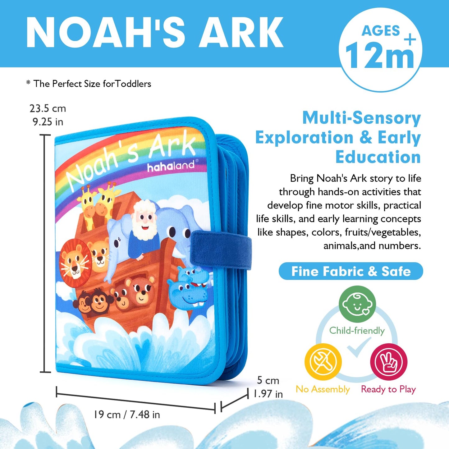 hahaland Noah's Ark Toy Busy Book for Toddlers 1-3 - Baptism Gifts for Boys Girls - Montessori Toys for 1 Year Old, Sensory Early Learning Educational One Year Old Boy Birthday Christian Church Toys