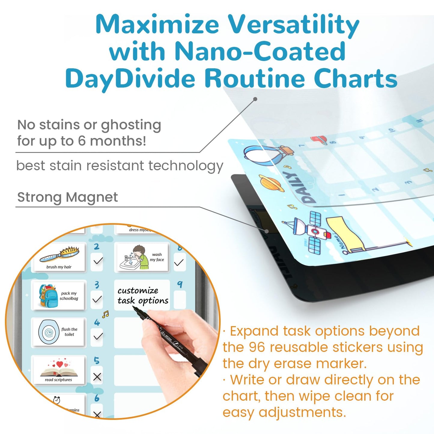 JJPRO Magnetic Bedtime/Morning/Daily Routine Chart for Kids with Reward Jar-Bedtime Checklist Toddler Reward Jar,Magnetic Chore Chart for Kids,Daily Routine Reward Chart -Outer Space