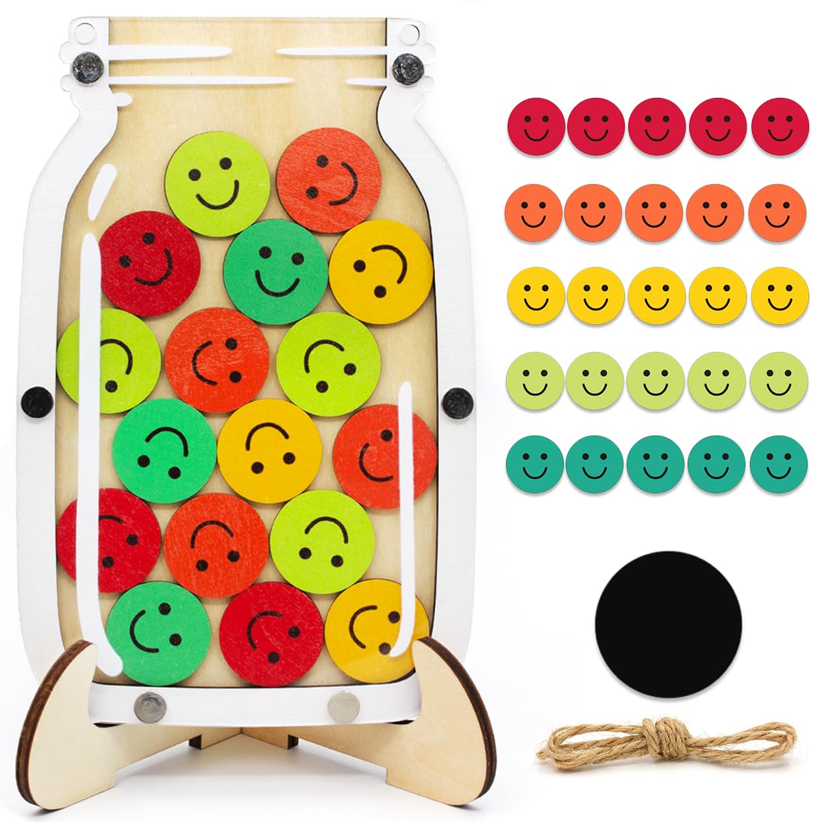 Magnetic Reward Jar for Kids, Classroom Reward System, Star Reward Jar, Incentive Good Behavior Responsibility Chart, Potty Training Rewards, Behavior jar for Boys Girls (Smile Face)