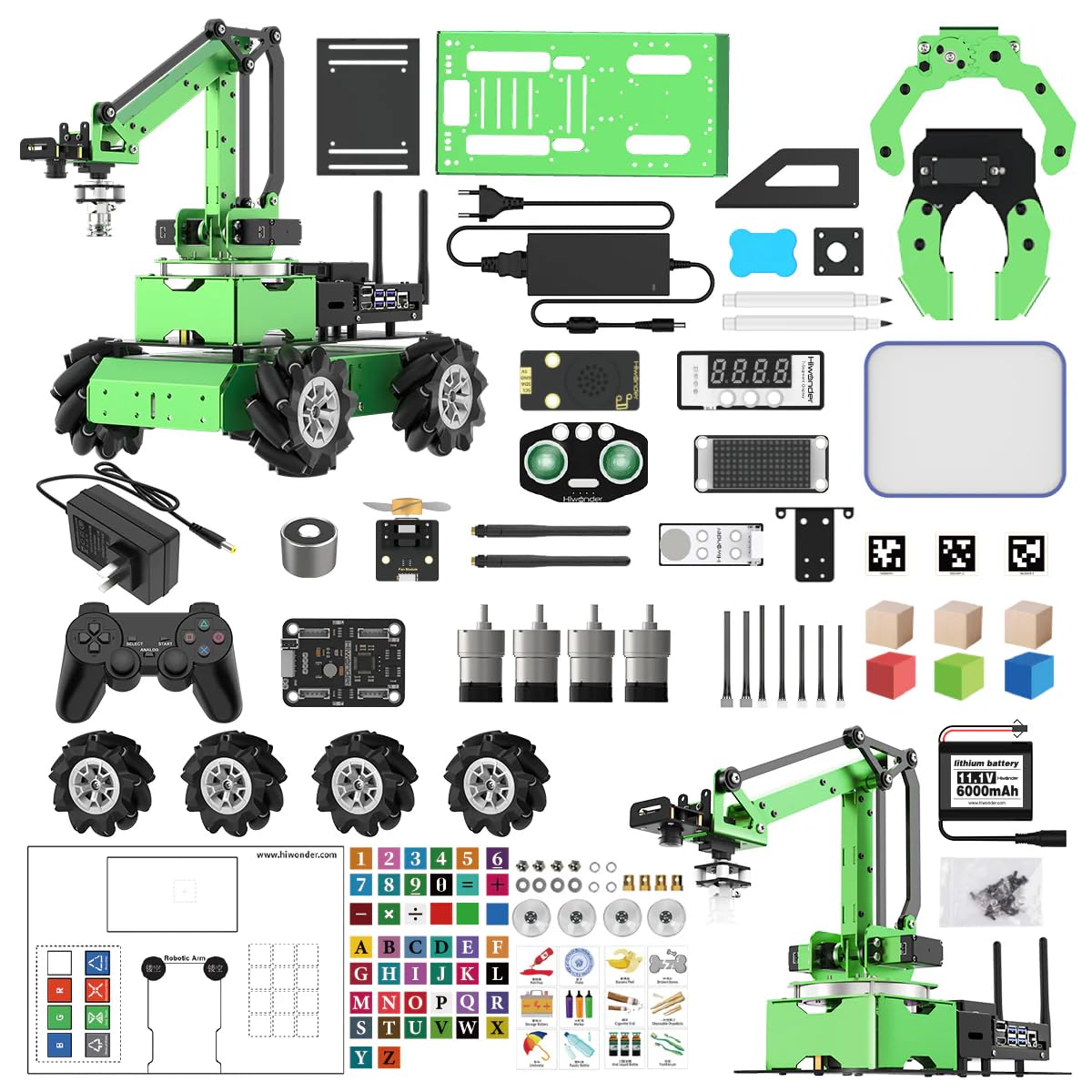LewanSoul JetMax Robotic Arm for Jetson Nano AI Vision ROS Open Source Programmable Robot Arm Kit with 4 Kinds Gripper Big Chassis Sensor Modules Wireless Control App/PC Coding Study DIY Robot