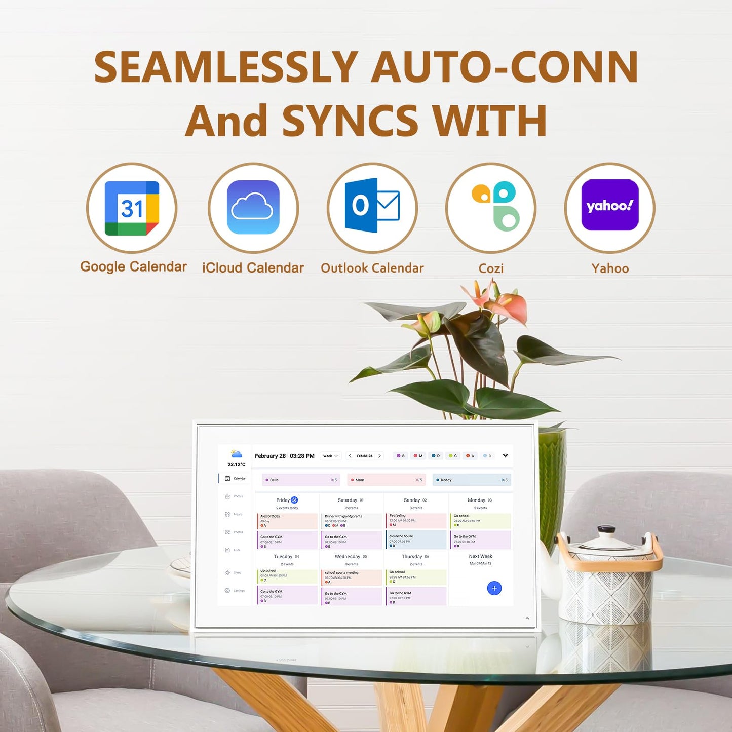 Calendar 10.1 Inch Digital Calendar & Chore Chart, Smart Touchscreen Interactive Display for Family Schedules Gift for Mother Mom Women Grandpa