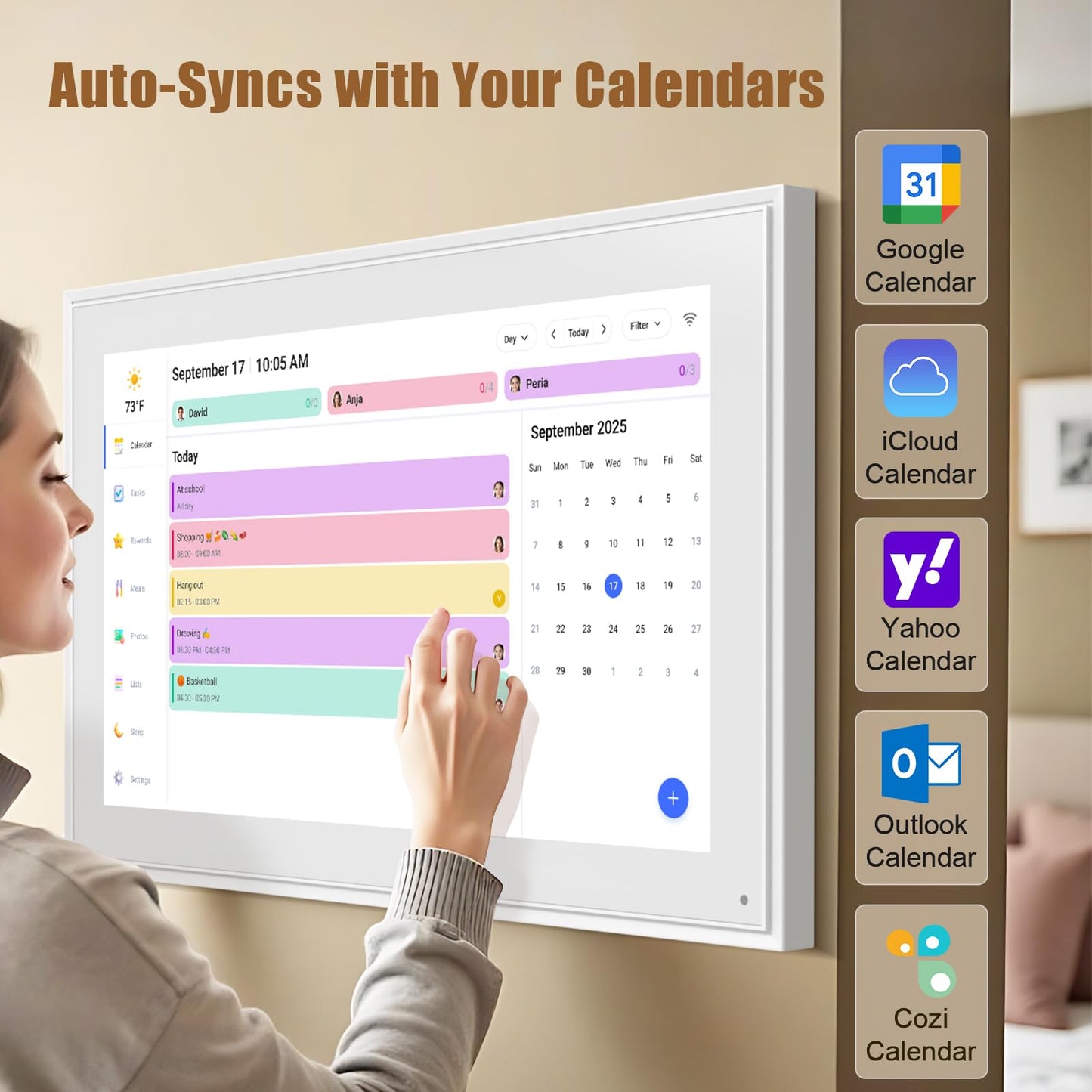 Smart Digital Calendar: 21.5-Inch Electronic Wall Calendars & Chore Chart, Full HD Interactive Touchscreen Display for Family Schedules Planner,Seamless Scheduling/Organizing-Wall/Desk Mountable