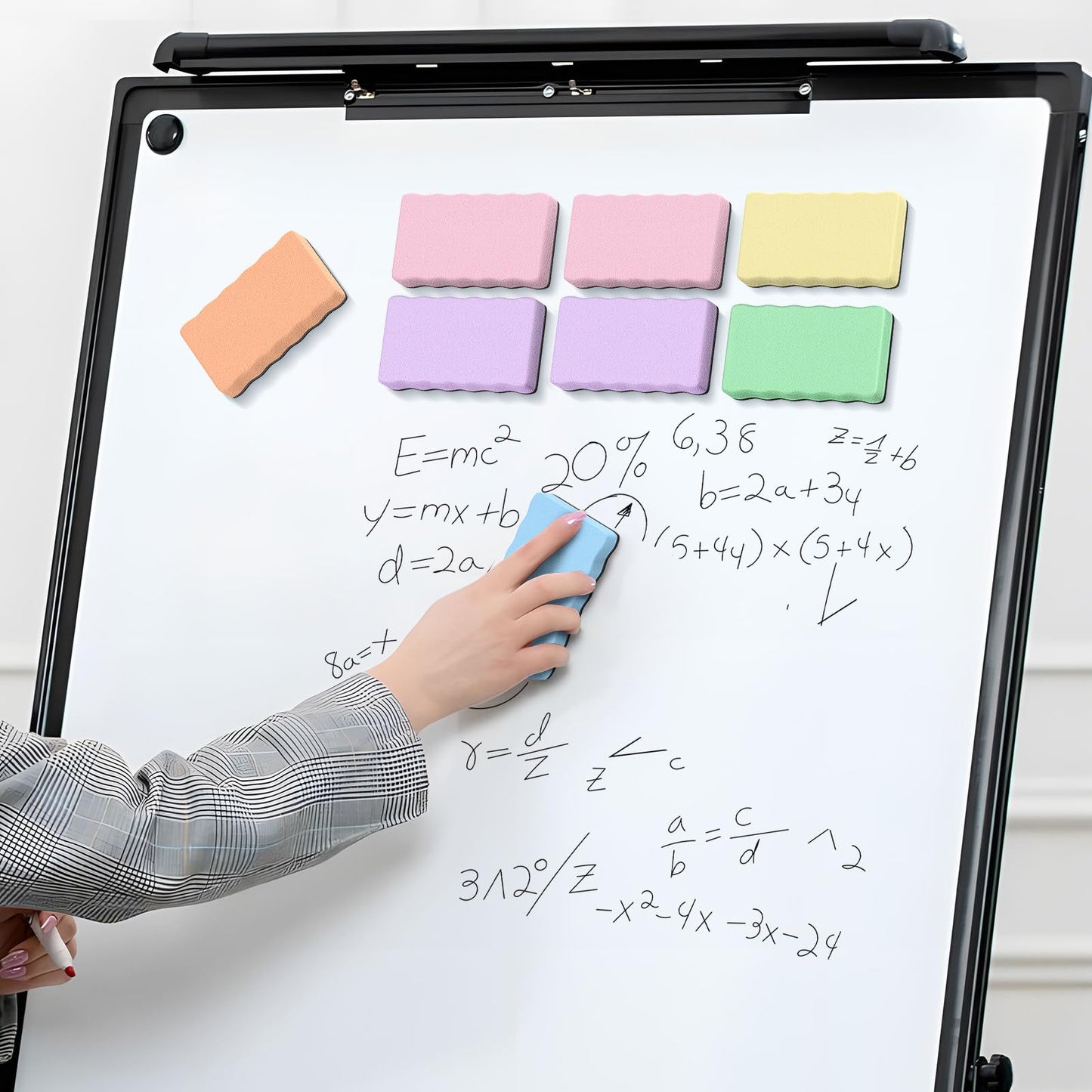 MaxGear (Bundle of 2 Sets) Whiteboard Erasers, 8 Pack Magnetic Dry Erase Erasers, White Board Erasers Bulk for Dry Erase Board for Classroom, Office, Home (6 Pastel Color Set, 4 x 2 x 0.6 Inch)