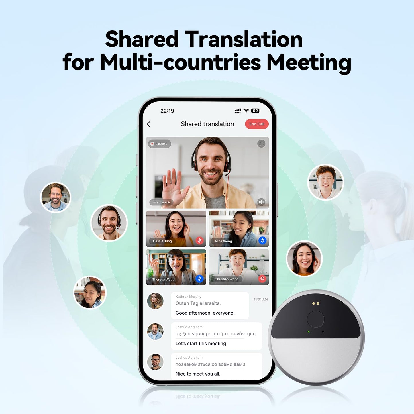 InnAIO T9 AI language Translator Device, Real Time Voice Cloning, Support 150+ Languages, Cross-App Translation, 98.6% Accuracy, 0.5s Response, Offline Translation, Portable Design for Business Travel