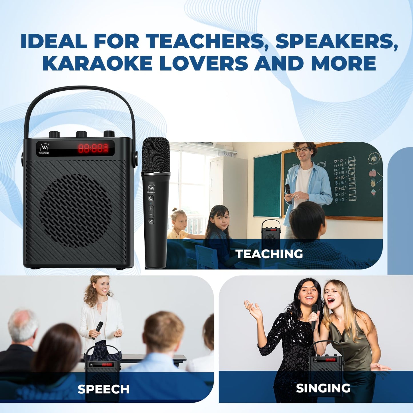 Voice Amplifier with Wireless Microphone & Speaker - Portable Mini Bluetooth PA System with Handheld Mic, 30W Ultra-Light Rechargeable Megaphone for Teachers, Speech & Outdoor Events - S93 Pro