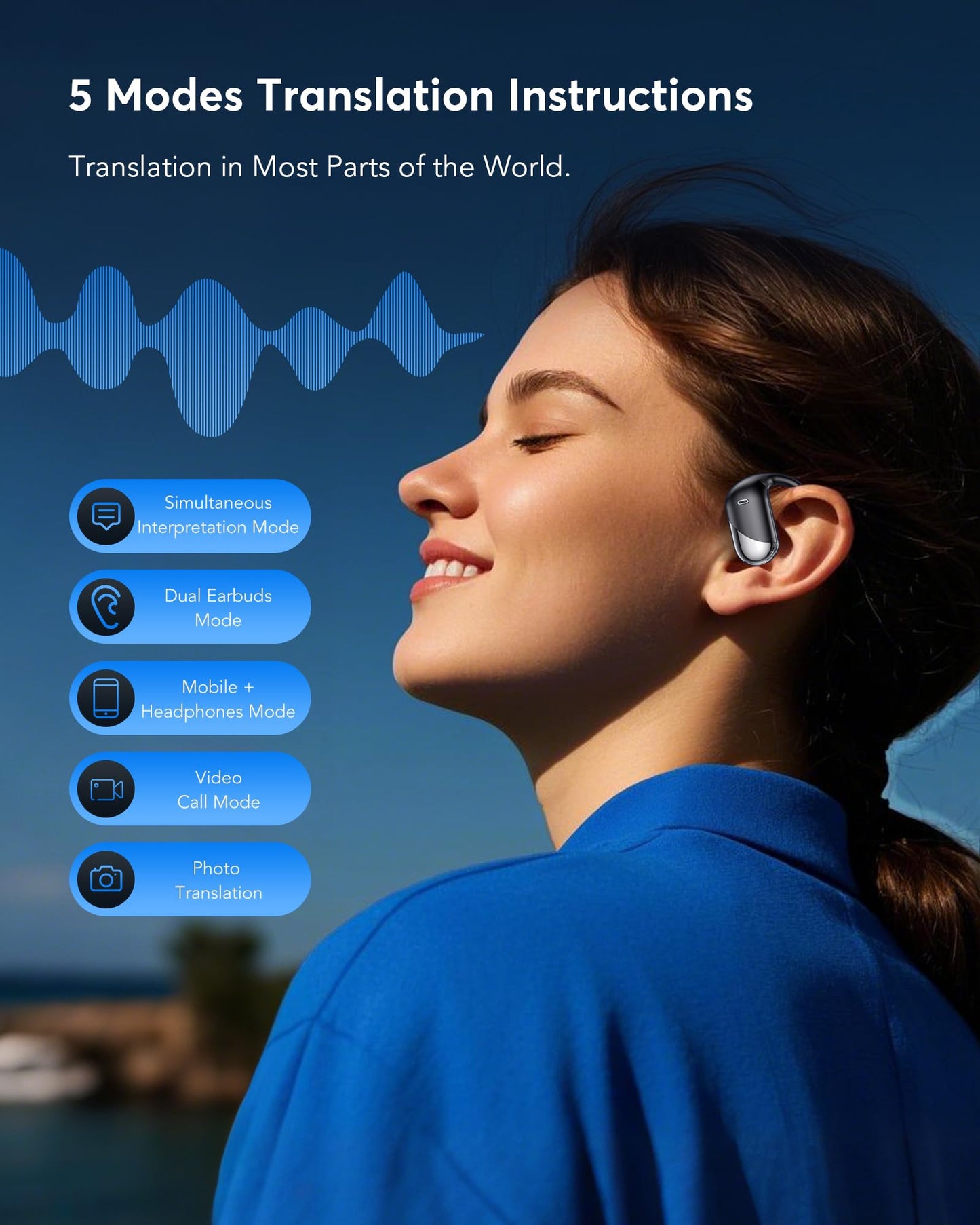 Paekole AI Translation Earbuds, Real-Time Two-Way Translator in 198+ Languages, Audifonos Traductores Inglés Español, 3-in-1 Translating Headphones for Travel, Business & Learning