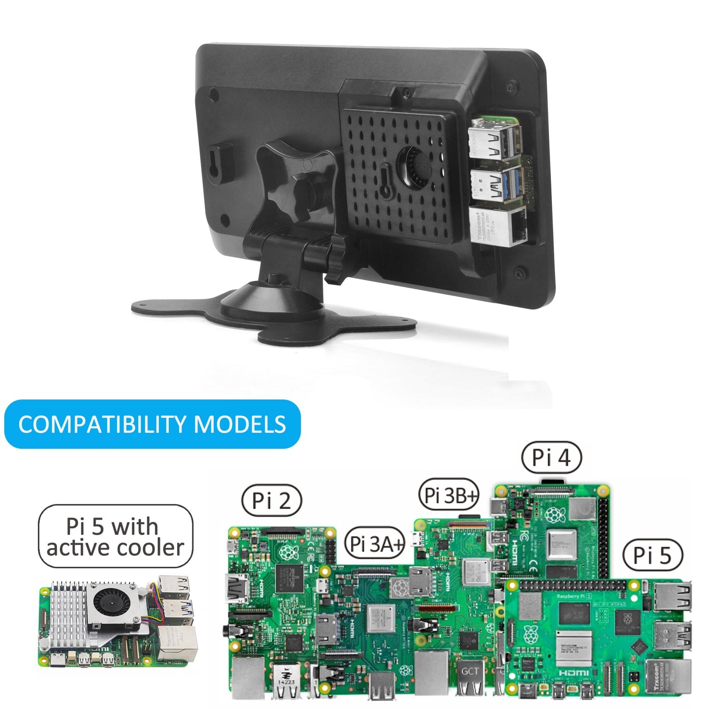 OSOYOO PiStudio Case Designed for Raspberry Pi Official 7" DSI Touchscreen (1st Gen 800x480) & OSOYOO 7" IPS 800×480 DSI Screen – Wall and Desk Mount Stand for Pi 5/4/3 – Friendly Durable Workstation