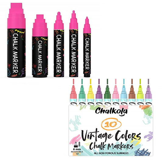 Chalk Art Bundle - 5 Pink Variety + 10 Vintage 6mm