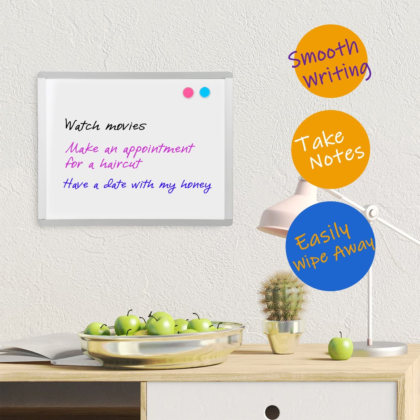 VUSIGN Small Dry Erase Whiteboard, 11 x 14 Inches White Board for Students, Fridge, Locker, Mini Dry Erase Board, Aluminum Frame, 2 Pack