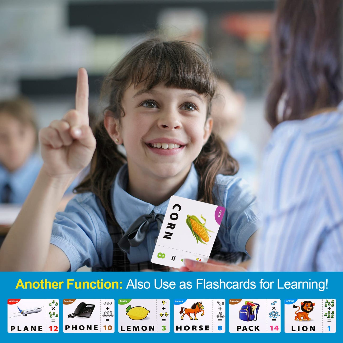 Matching Letter Game for Kids, 2 in 1 Educational Toys Alphabet Spelling & Reading, Number & Color Recognition Learning Flash Cards Birthday Gifts for Preschool Kindergarten Boys & Girls (Light Blue)