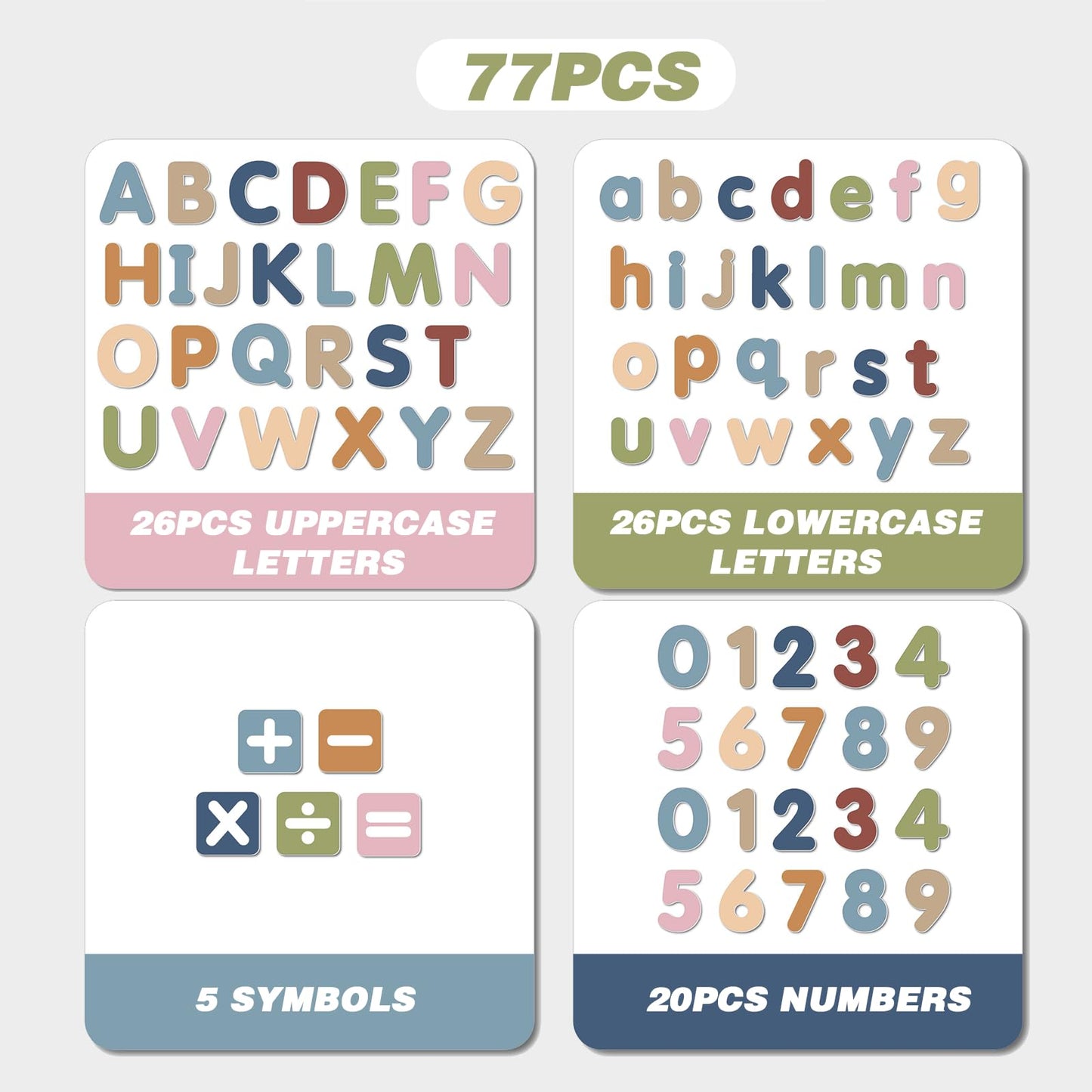 77 PCS Magnetic Letters and Numbers Fridge Magnets ABC Alphabet 123 Math Educational Learning Refrigerator Whiteboard