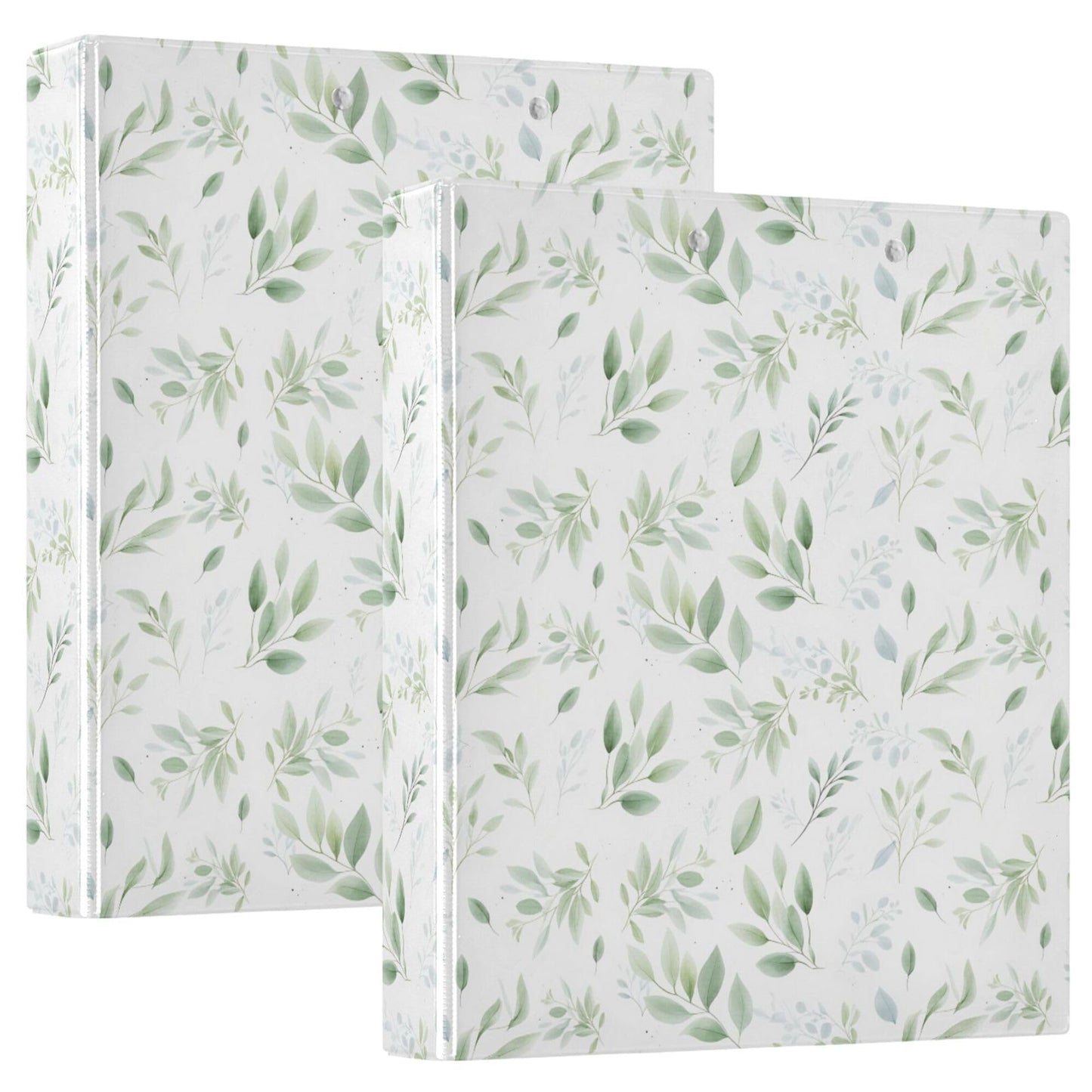 Eucalyptus Leaves Round Ring Binders 1.5 Plant Leaves Green White 3 Ring Clipboard Binder for Office School Work Supplies File Folder 200 Sheet Capacity Easy Open