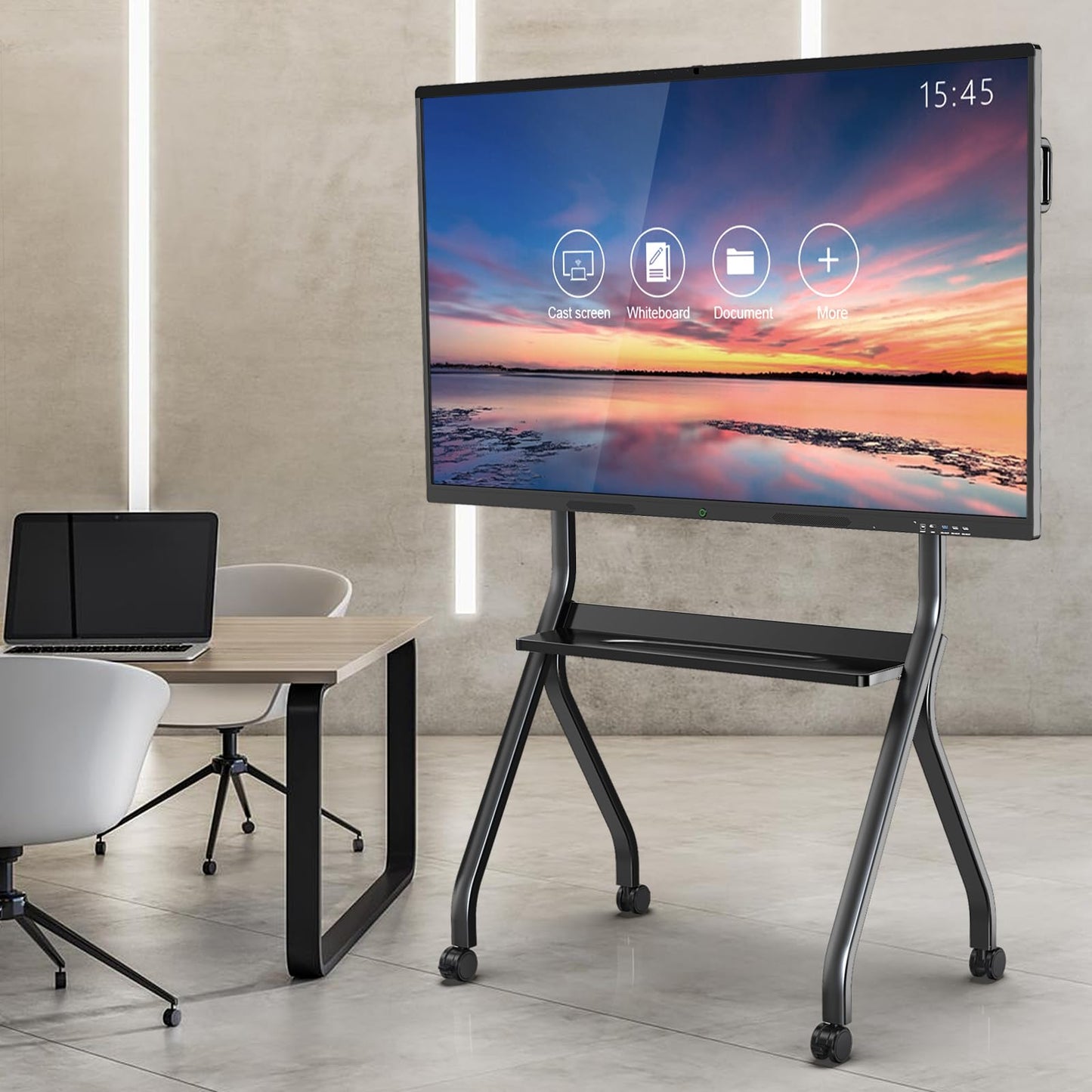 JASZDOT 55''-65'' Smart Board Stand, 4K UHD Interactive Touchscreen Whiteboard, Android 14 Wireless Smartboard for Classroom Home Office Studio