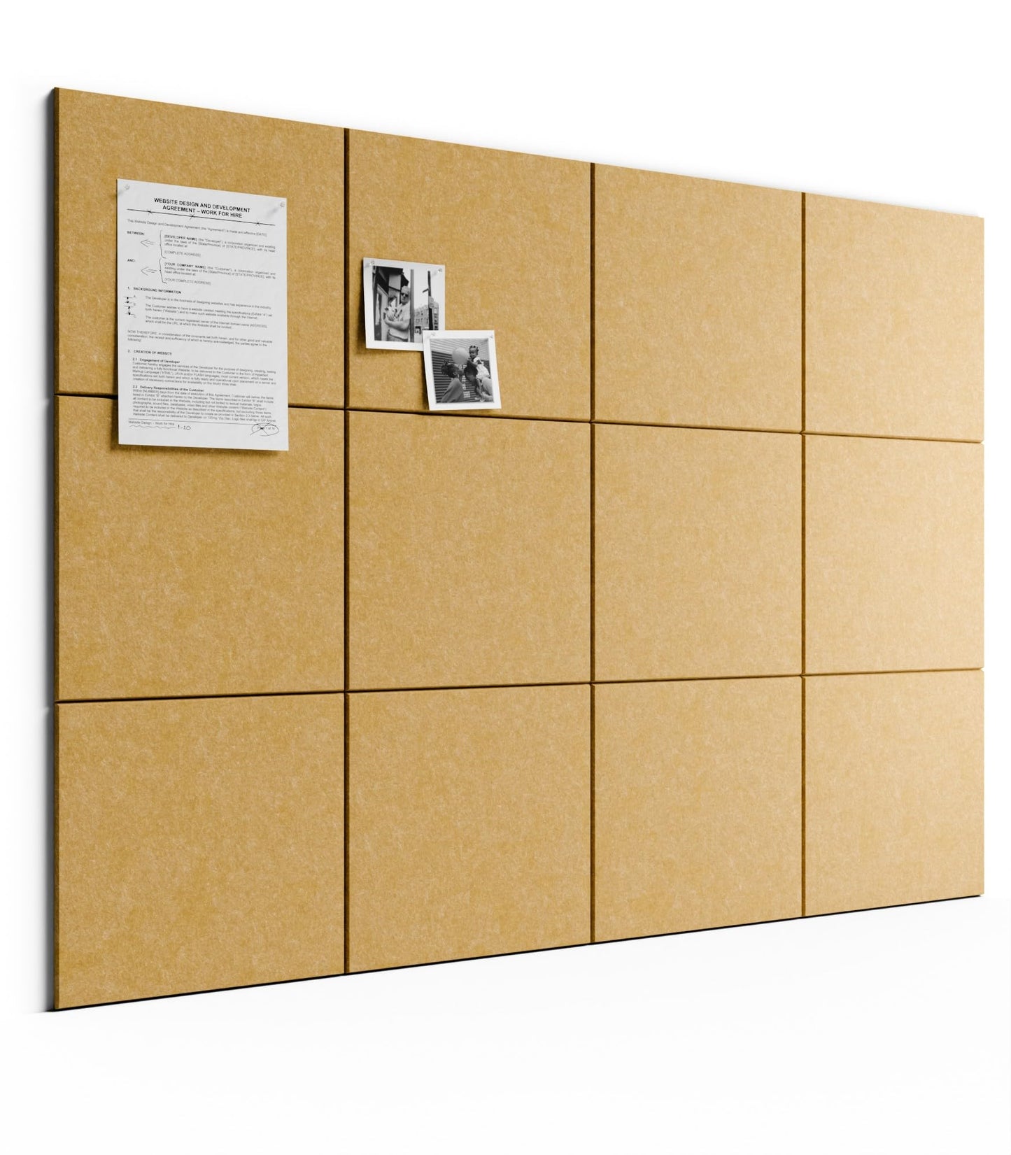 Bumusty Large Cork Board 48" x 36" Alternative - 12 Pack Felt Wall Tiles with 70 Safe Removable Adhesive Tabs, 30 Pushpins, Cork Boards for Walls Pin Board Bulletin Board Office Decor (Mustard Yellow)