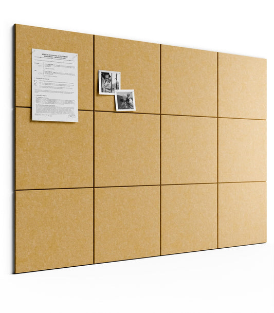 Bumusty Large Cork Board 48" x 36" Alternative - 12 Pack Felt Wall Tiles with 70 Safe Removable Adhesive Tabs, 30 Pushpins, Cork Boards for Walls Pin Board Bulletin Board Office Decor (Mustard Yellow)