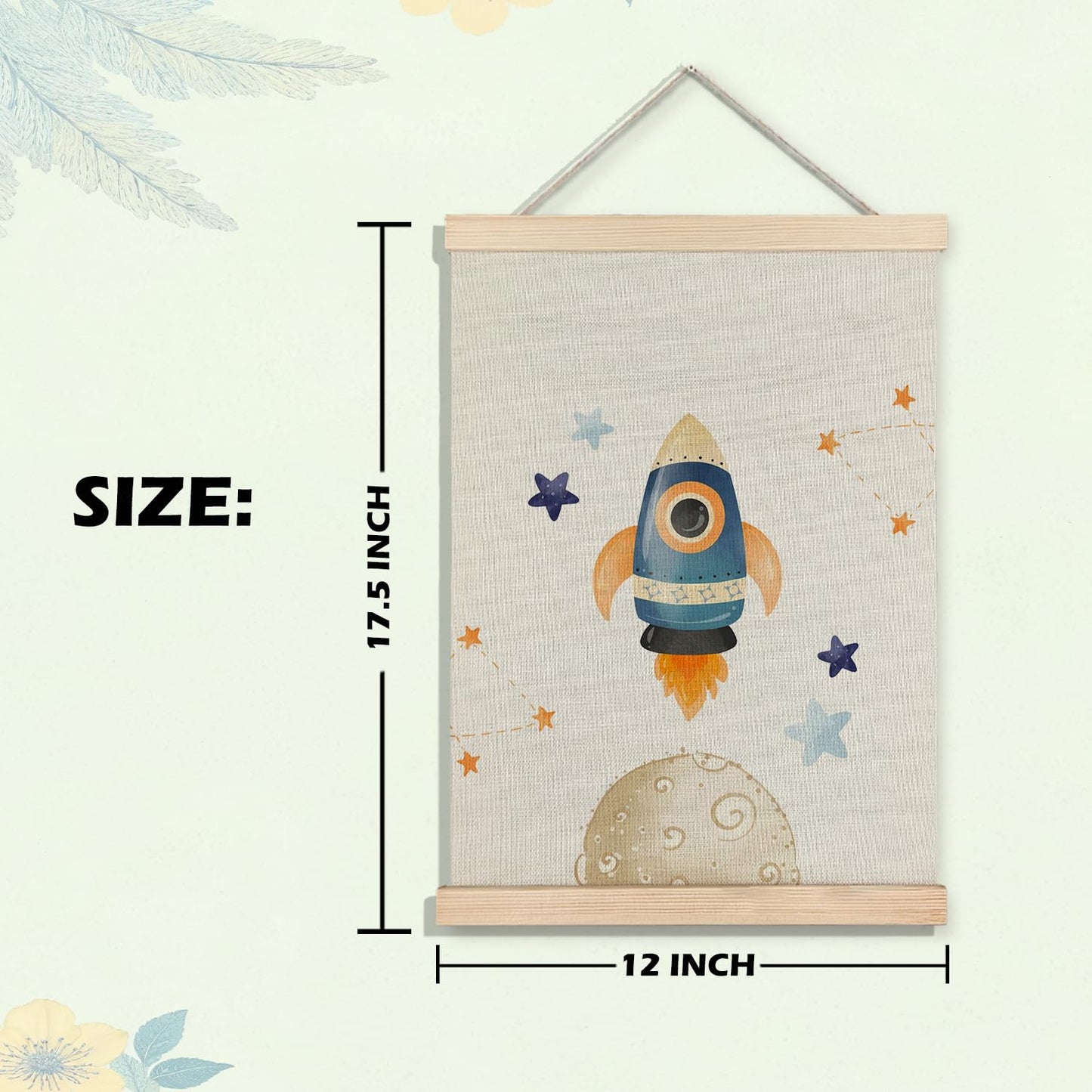 BearCake Boys Space Earth Nursery Wall Decor Art Poster Hanger Frame, Space Canvas Prints Framed Wall Decor for Classroom Toddler Boys Room Nursery Playroom, 12x16 Inch