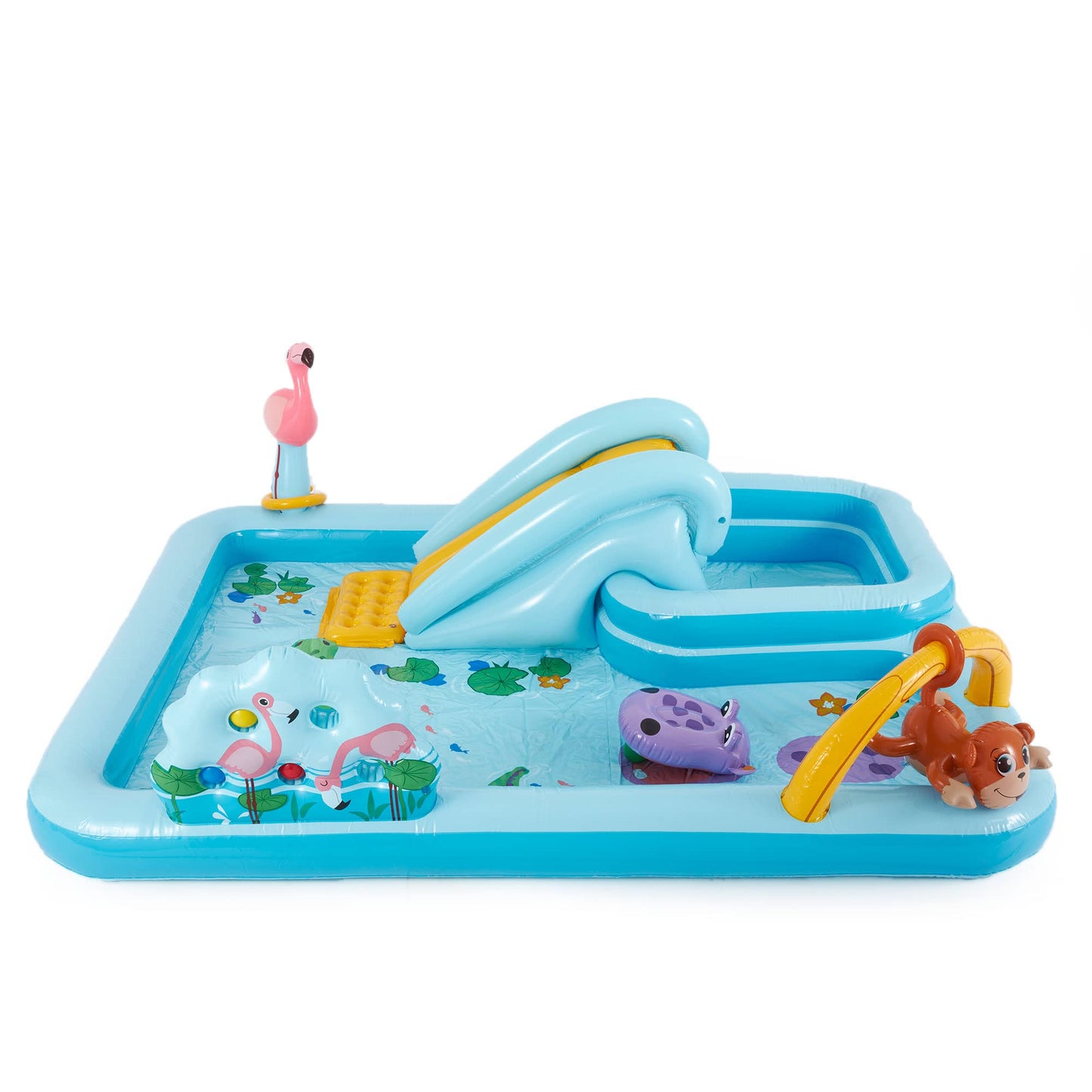 Intex 96" x 78" x 28" Inflatable Jungle Adventure Play Center Spray Kiddie Pool - Backyard Kids Water Slide, Outdoor Blow-Up Splash Pad for Toddlers