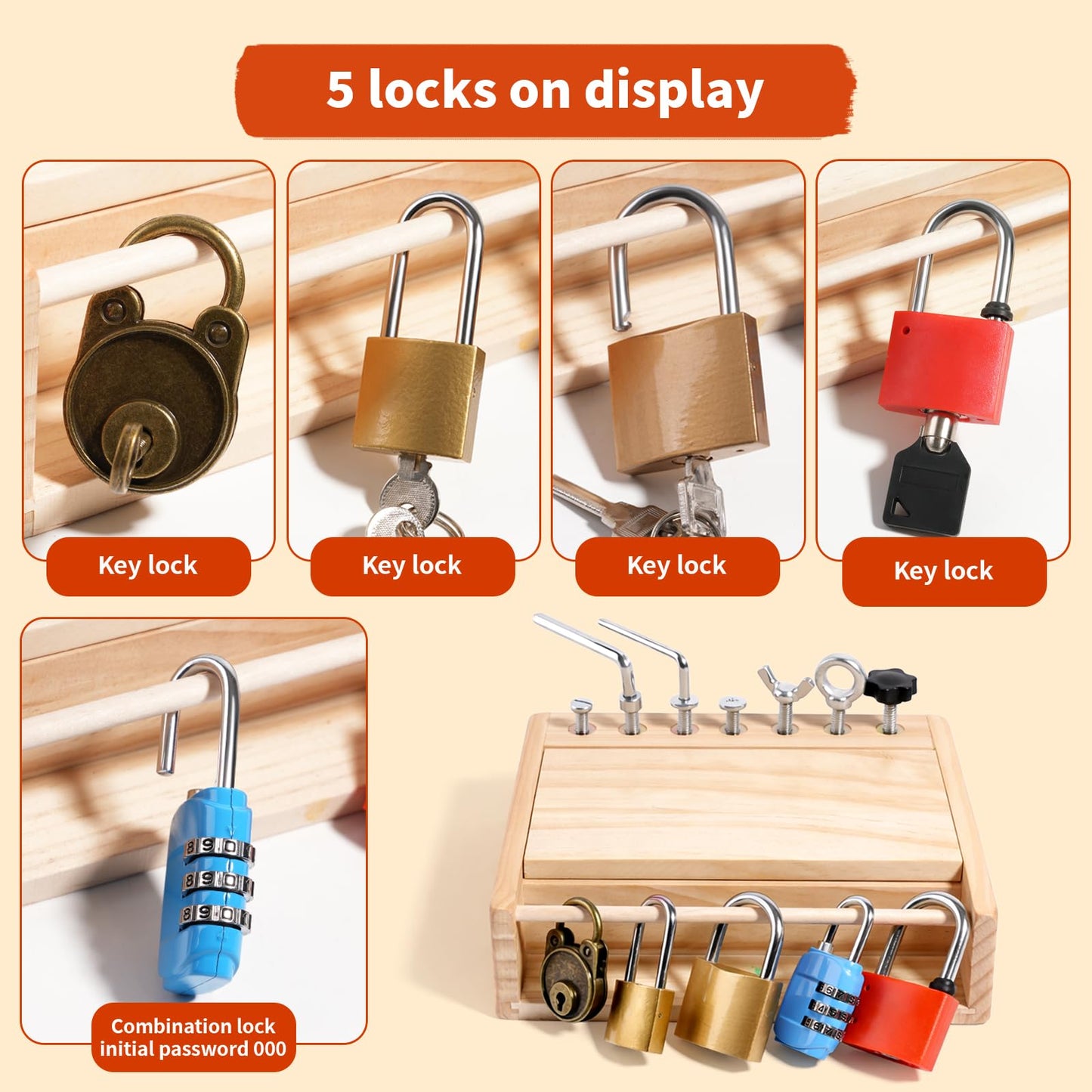 INIFEIDALA Montessori Screwdriver Board Set - Lock and Key Toy,Busy Board Toys for 3 4 5 Year Olds Boy Birthday Gifts,Kids Tool Set, Preschool Learning Sensory Fine Motor Skills STEM Toys