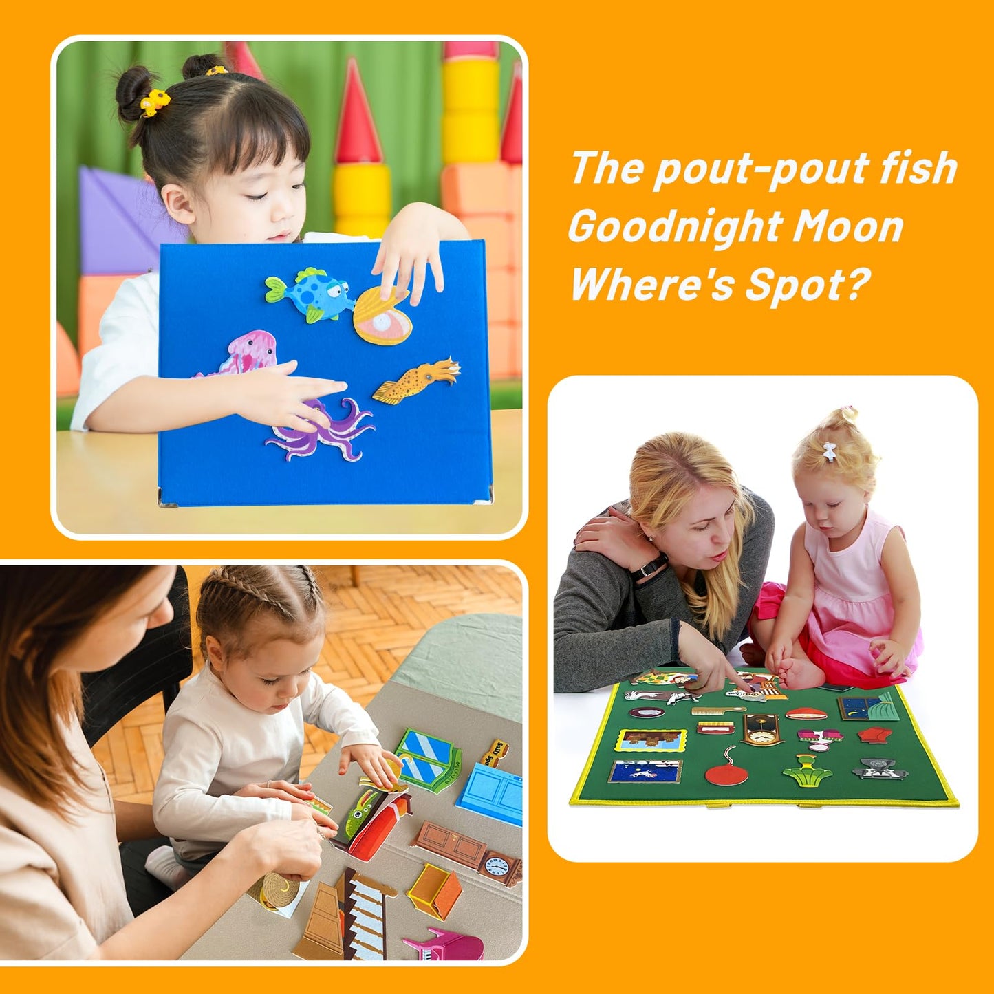 5 Sets (75P) Felt Board Stories Pieces,Tell Five Picture Books Stories(Goodnight Moon,Dear Zoo), for Felt Fannel Board,for Preschool, Kindergarten,Family Time
