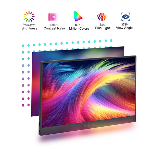 QQU 14" Portable Touchscreen Monitor, 1920 x 1200 IPS/HDR Ultra-Slim Travel Display with VESA Mount & Smart Cover, Kickstand & Speakers, HDMI USB-C External Monitor for Laptop, PC,Phone, Tablet, PS4/5