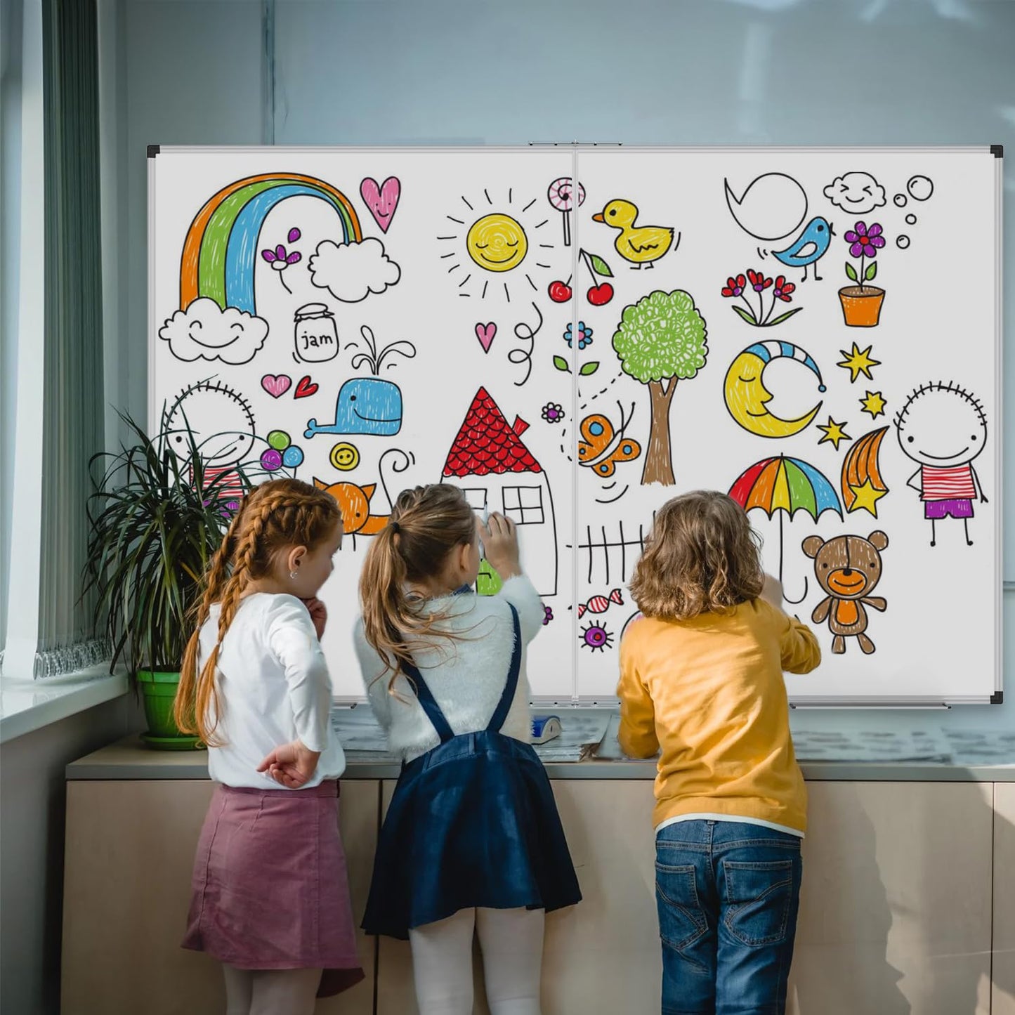 XBoard Magnetic Whiteboard 60 x 48 Inch, Dry Erase Board for Wall with Silver Aluminum Frame Foldable Presentation Board