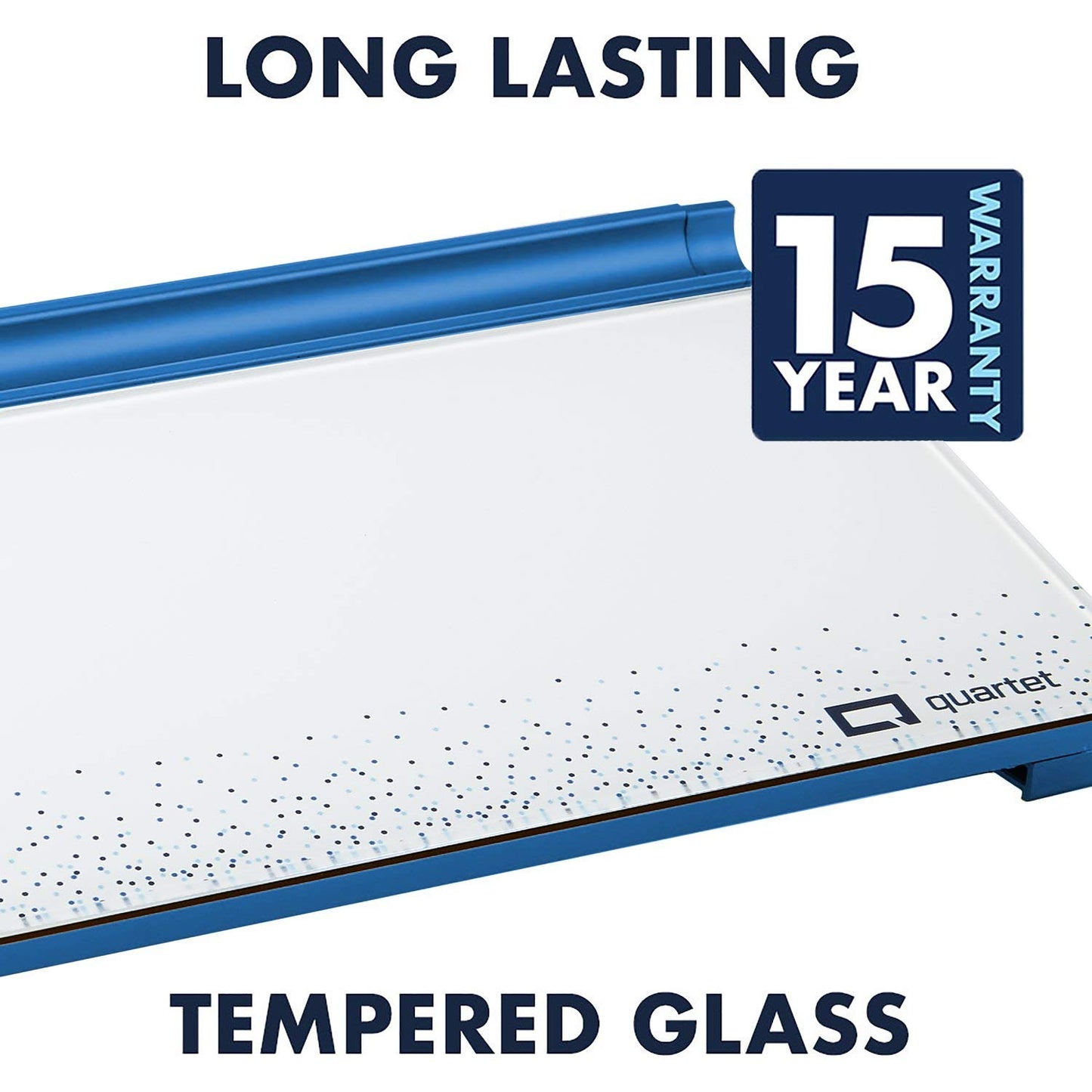 Quartet Glass Dry Erase White Board 18"W x 6"H, Compact Desktop Whiteboard with Storage Drawer, Dotted (GDP186D)