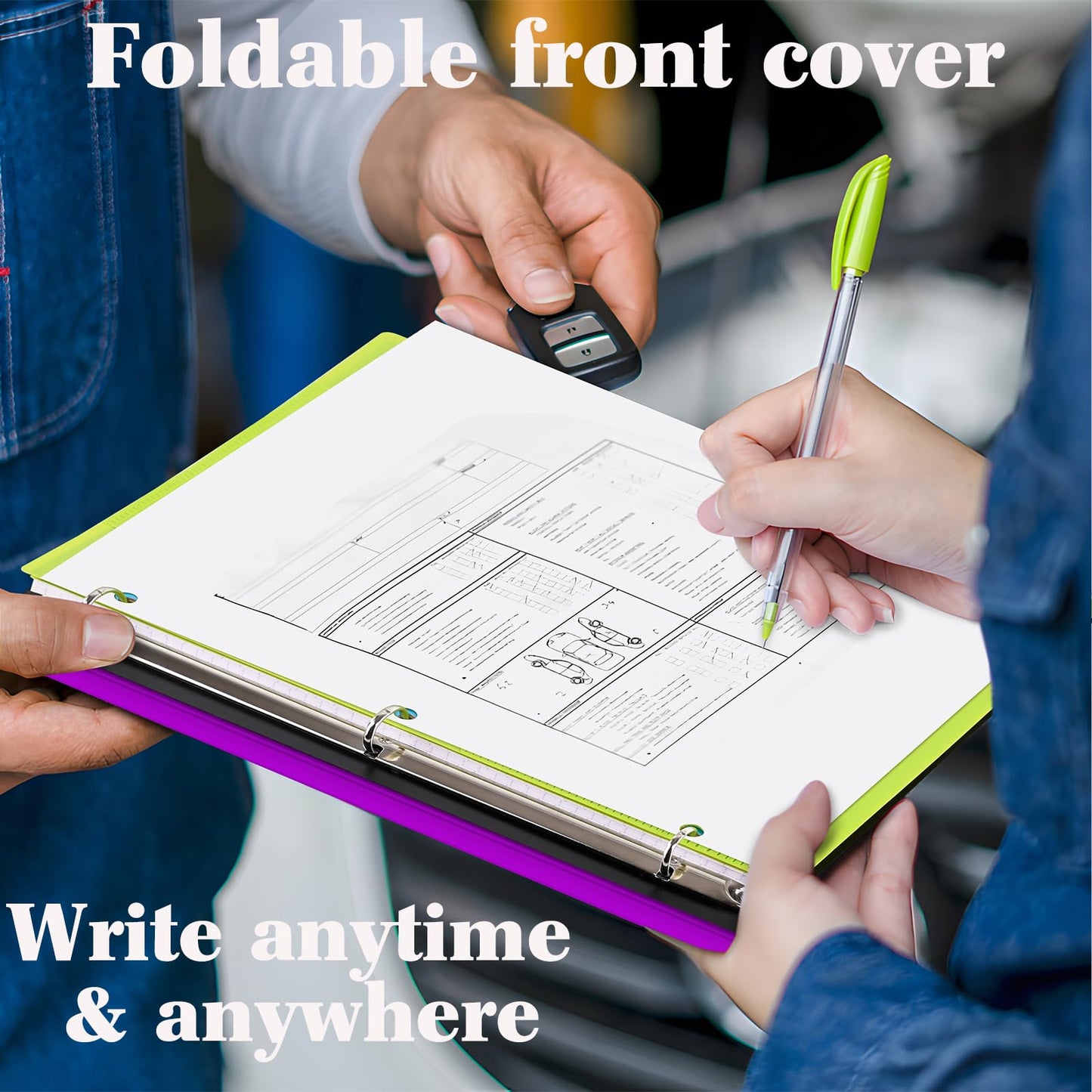 INFUN Telescoping 3 Ring Binder - 4PCS, Flexible Round Binder with Customizable Front Cover and Clear Catalog Pocket, Holds 8.5x11 inch Paper- Green, Red, Orange, Blue