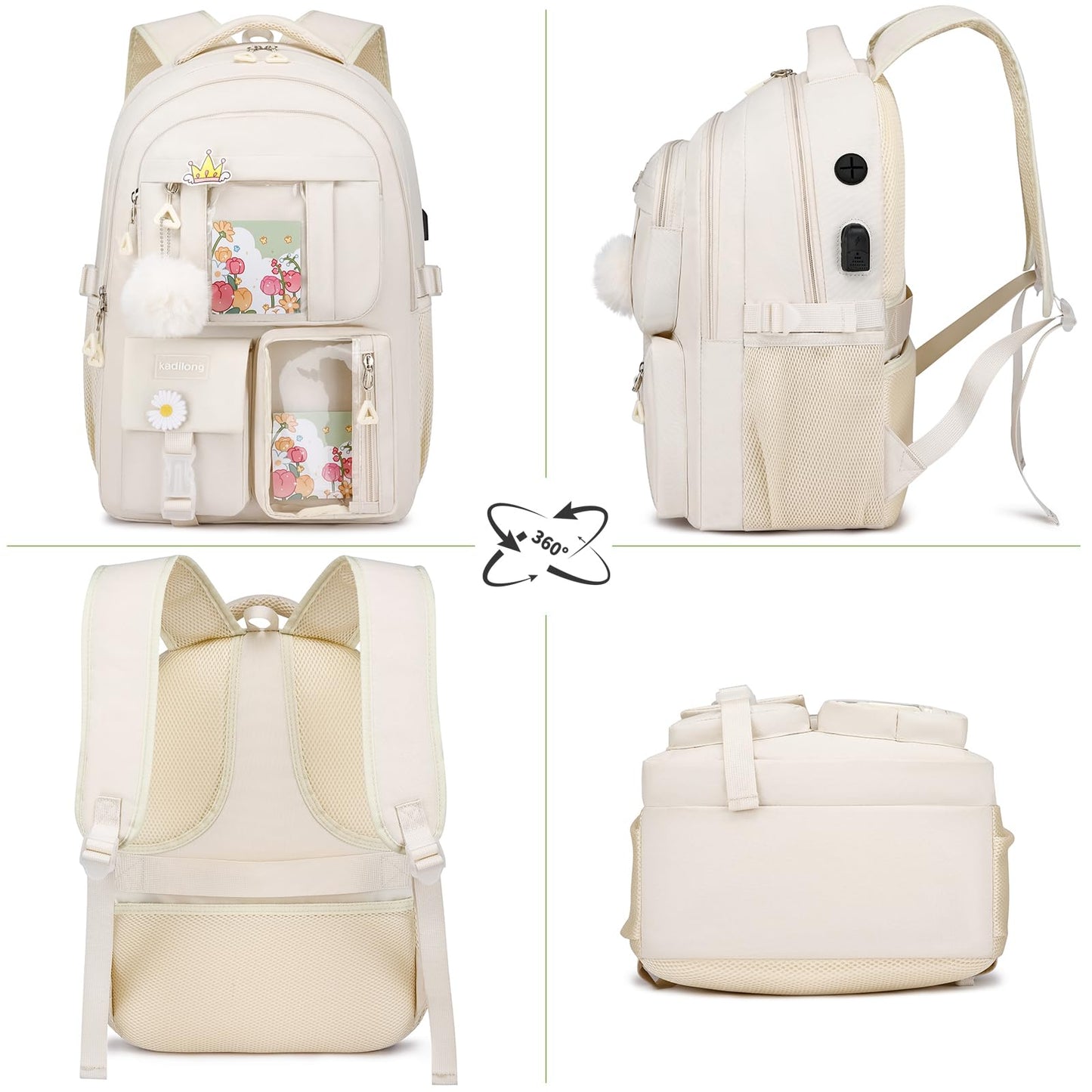 kadilong 17.3 Inch School Backpack for Teen Girls,Cute Backpacks for Women Aesthetic Bookbag Laptop Bag Back Pack for Middle School