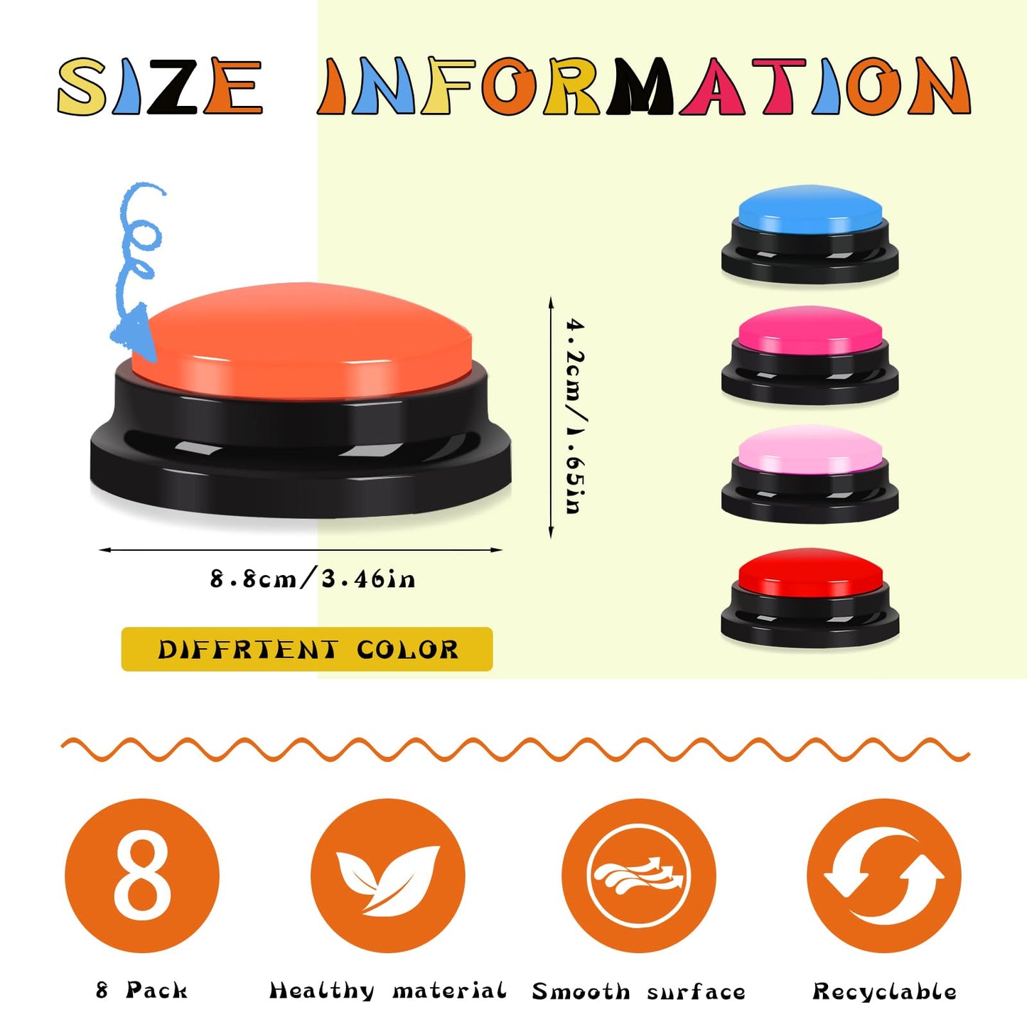 10 Pcs Recordable Answer Buzzers Button Answer Buzzers Game Show Buzzer Recordable Button Perfect for Classroom Team Trivia Games