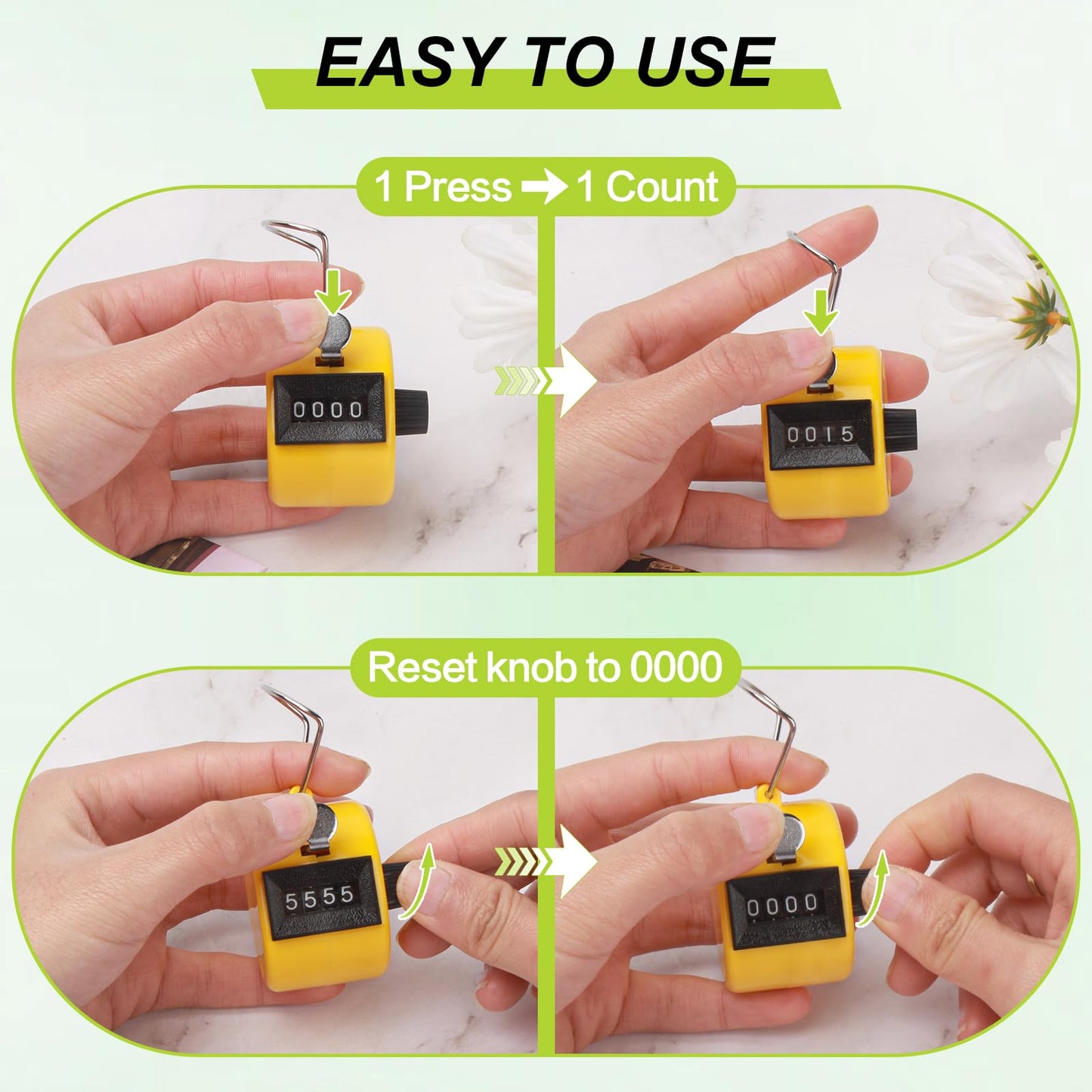 20 Pieces Handheld Tally Counter 4 Digit Mechanical Clicker Counter Multicolour Handheld Counter Clicker Plastic Pitch Counter for Counting School Golf Coaching Sports Knitting Events (20 PCS)