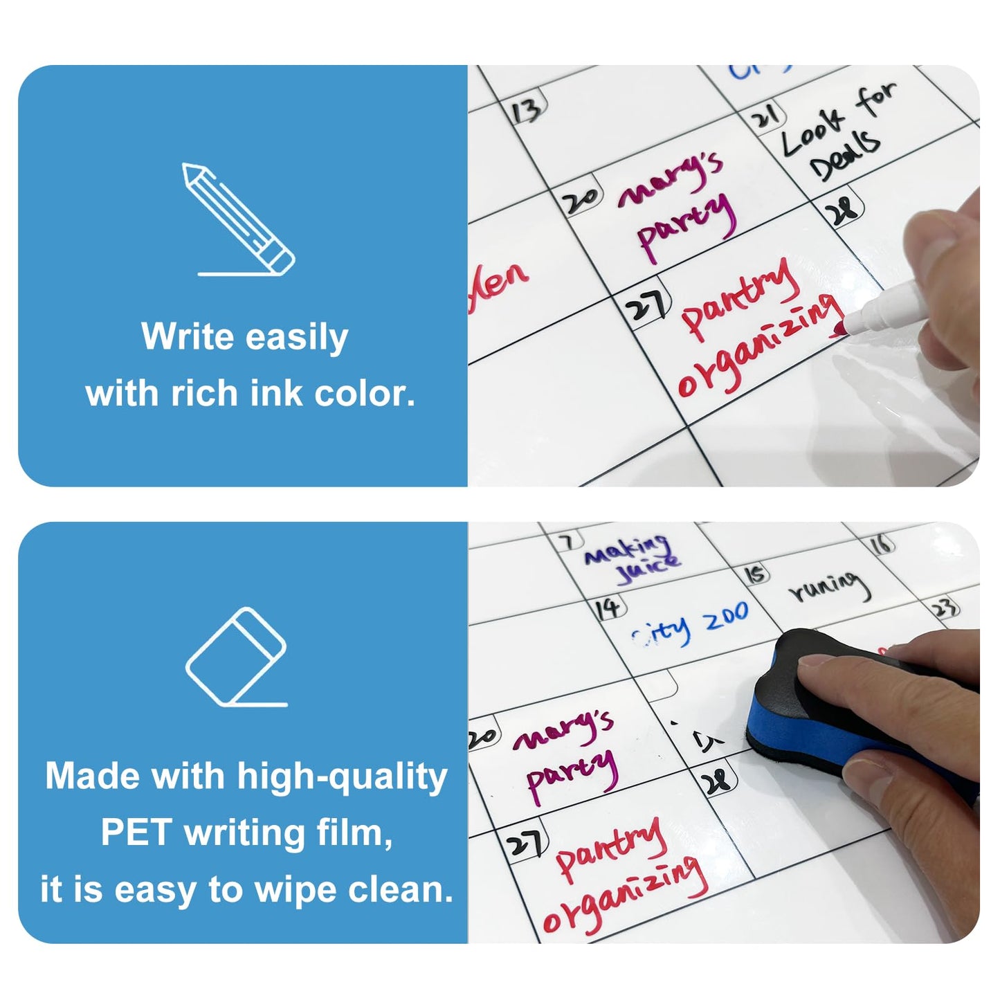 UCMD Monthly Magnetic Dry Erase Calendar Whiteboard Set (4-Pack) for Fridge，Reusable Monthly and Weekly Planners with List & Blank Board, 8 Markers, 1 Eraser，1 Magnetic Storage Box and 5 Magnets