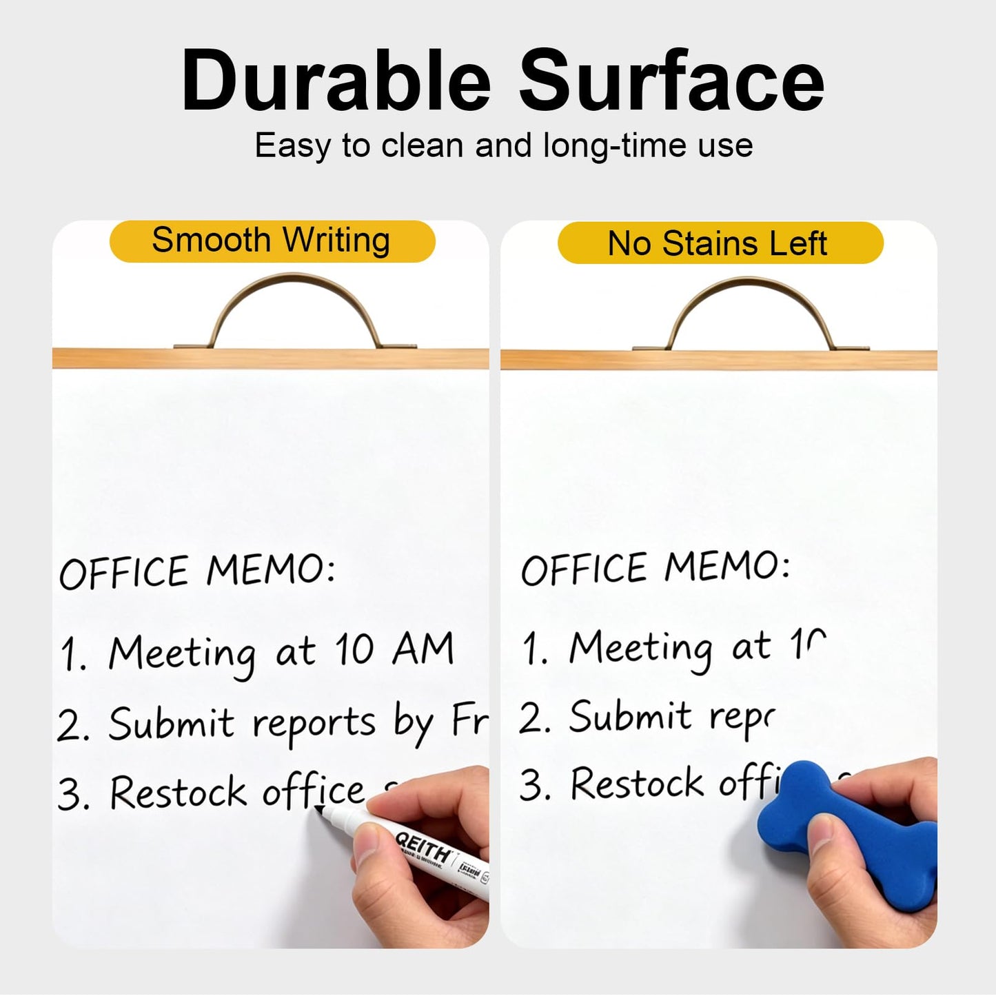 Small White Board,16"X12"Portable Aluminum Frame Whiteboard, Magnetic Double Sided Dry Erase Board, with A Handle and Side Pen Clip,for Office, Home,School,Includ 4 Magnets,1 Eraser,1 Marker (Gold)