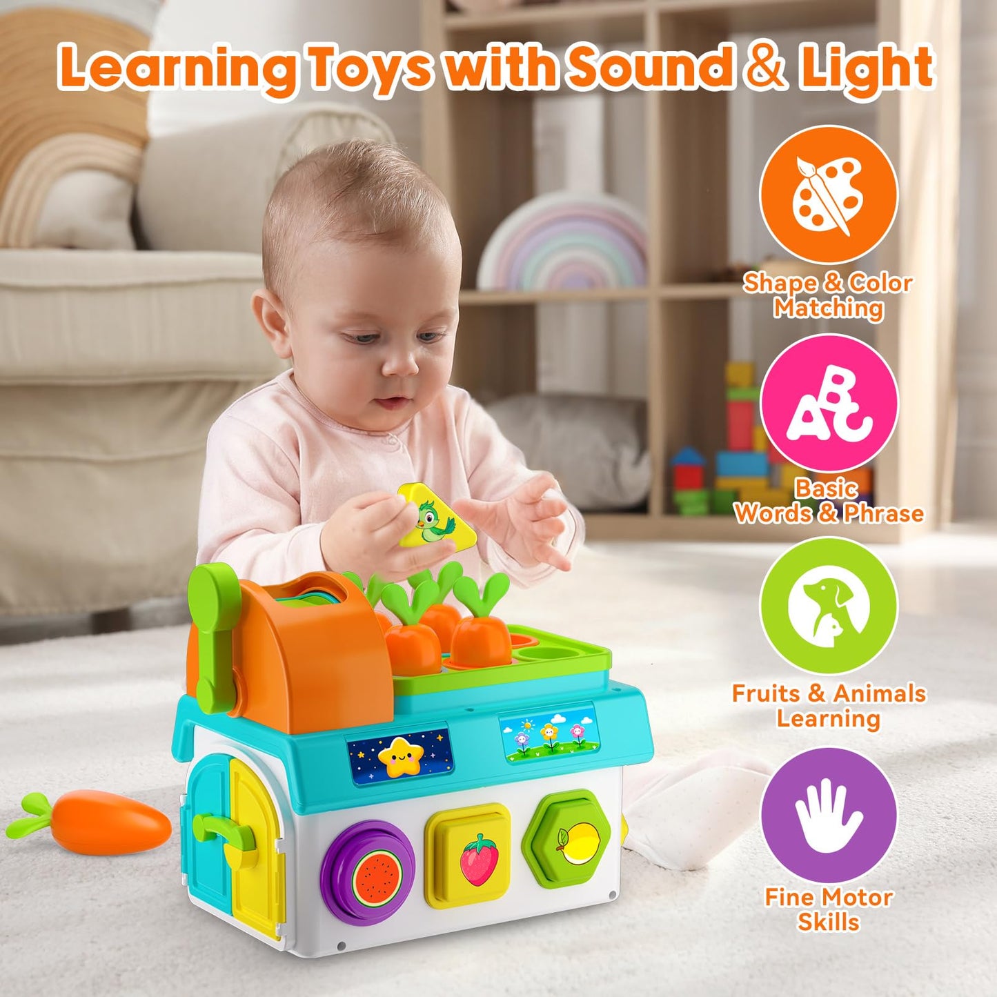 Grasili Musical SortingToys for 1 Year Old Boy, 1st First Birthday Boy Girl Gifts Presents, Montessori Educational Learning Toddler Toy for 1-2 Year Old, Fine Motor Skills Toy