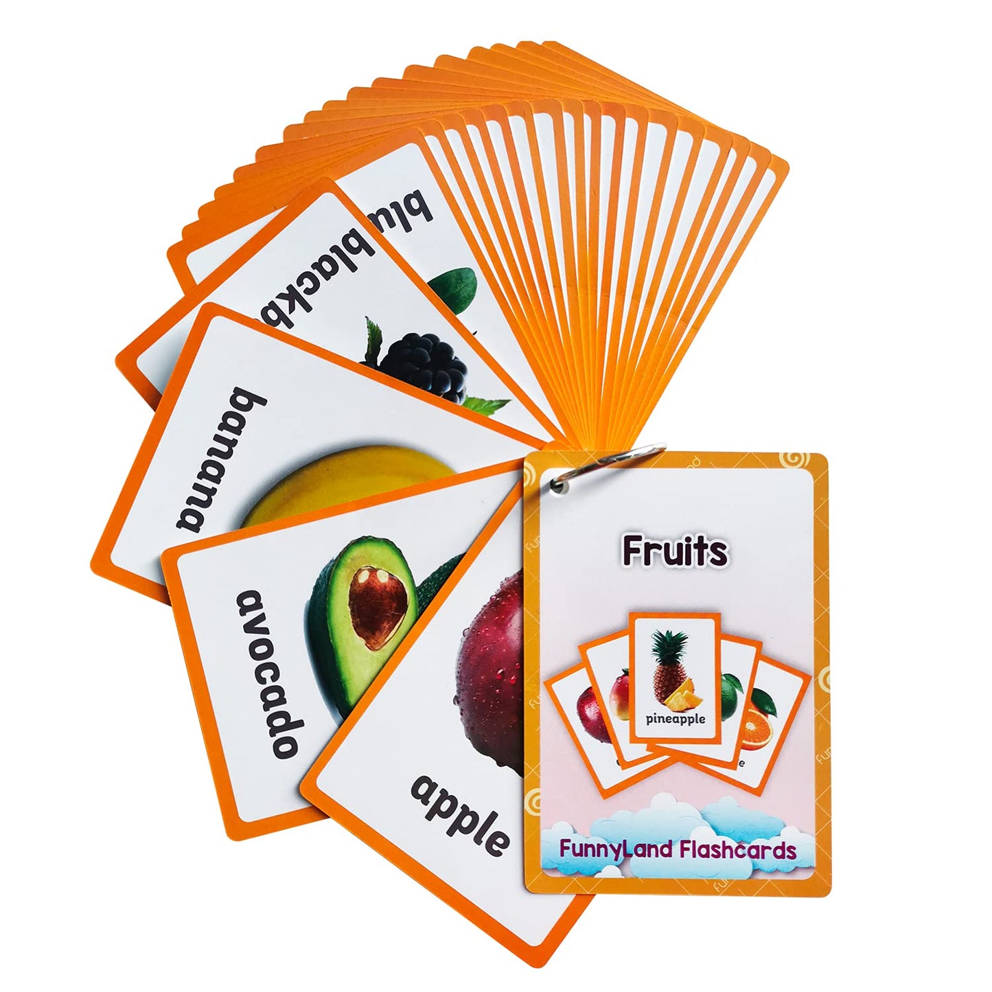 Lilias Fruits Vegetable Food Flash Cards, English Words Learning Pocket Card for Toddlers, Toddler Learning Toys, Learning Supplies for Kindergarten Preschool, 3 Themes Set, (WC003,004,005)