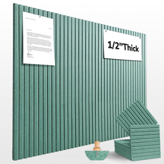 Large Cork Board for Office Decor, 48"x 36" - 1/2” Thick Felt Bulletin Board, 12 Pack Felt Board with Safe Removable Adhesive Tabs, Pin Board Cork Boards for Walls - Jade Green