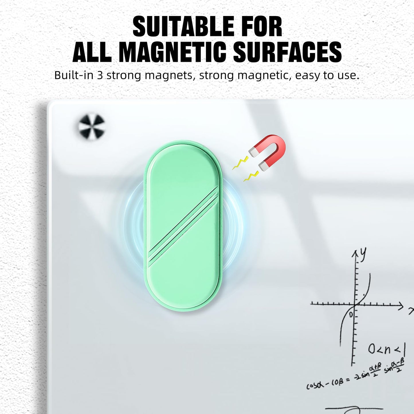 FUNISKETCH Dry Erase Eraser, Detachable Magnetic White Board Erasers - 2 Pack,Glass Board Glass Whiteboard Eraser for Office and School Supplies (Green)