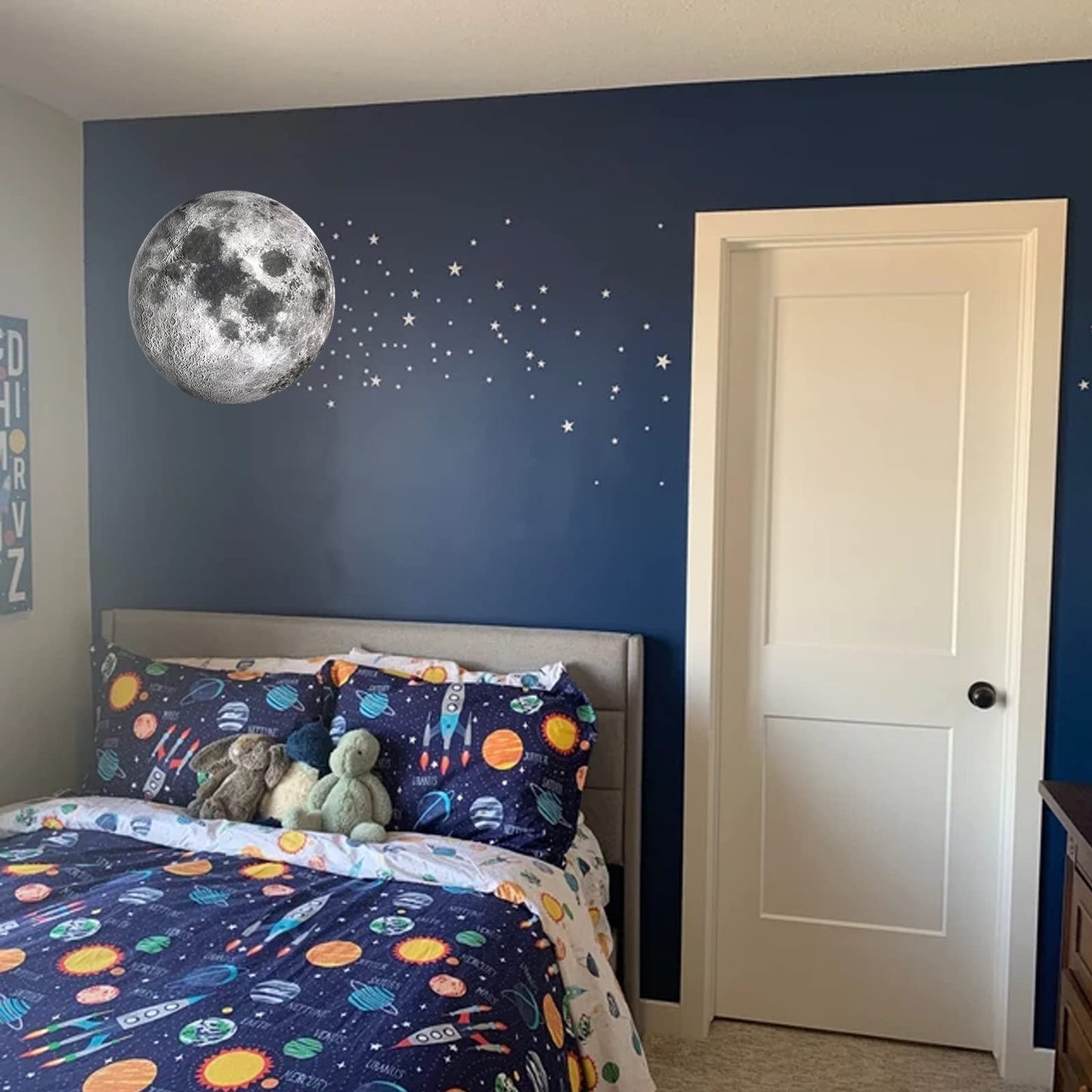 Moon Wall Stickers, Full Moon Universe Space Wall Sticker, Large Size Planet Wall Decal, Space Wall Decor for Bedroom Classroom Playroom Nursery Birthday Gift Idea