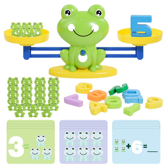 BAKAM Frog Balance Scale Toy, Number Counting Blocks Games, Montessori Math Games for Kids 5-7, Preschool Kindergarten Learning Activities, STEM Educational Toys for 3+ Year Old