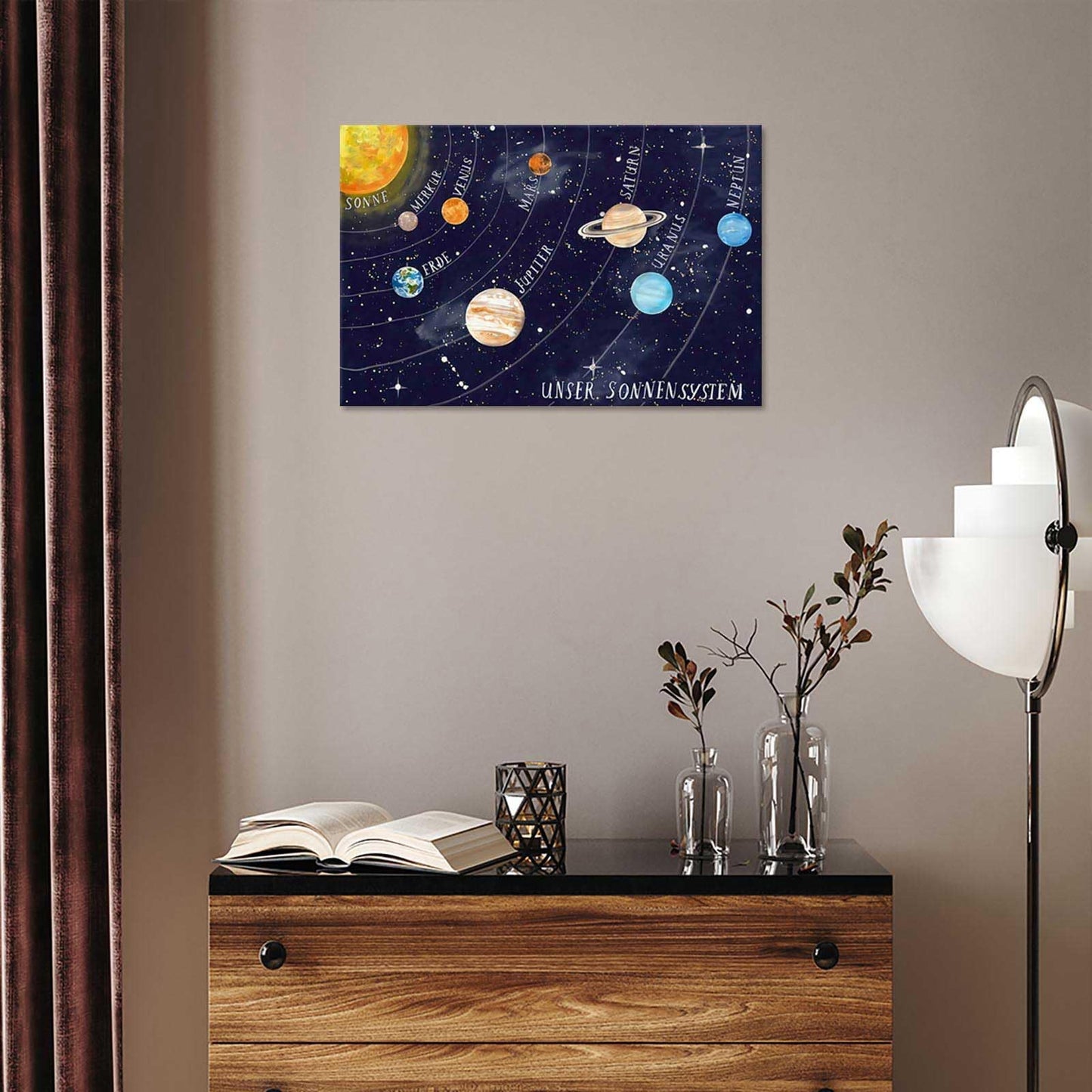 Solar System Educational Planet Poster Universe Infographic Star Life Cycle Astronomy Knowledge Suitable For Living Room Dormitory Bedroom Wall Decoration 16x24in Framed