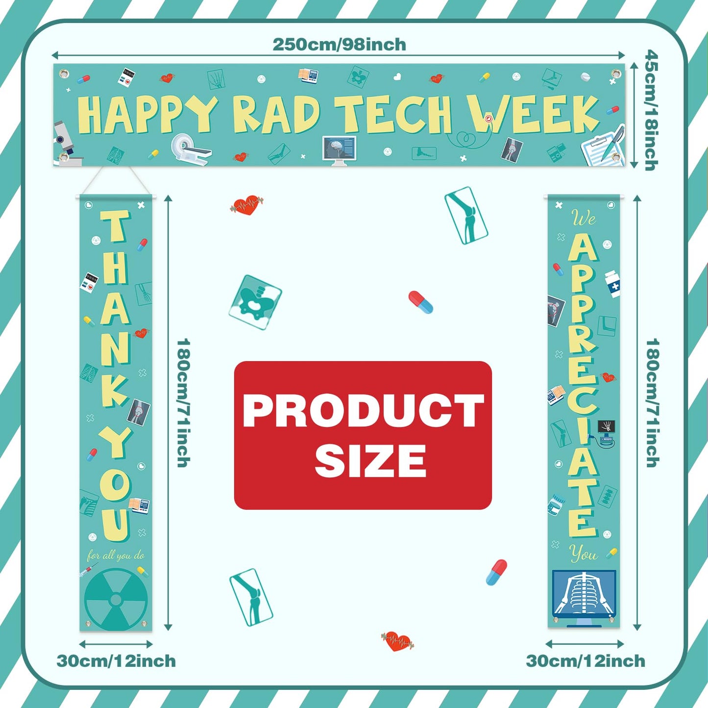 Fanfanwin 3 Pcs Happy Rad Tech Week Banner Rad Tech Appreciation Gifts Thank You Radiologic Technology Week Party Supplies We Appreciate Backdrop Thanks All You Do Decorations for Doctor Nurse
