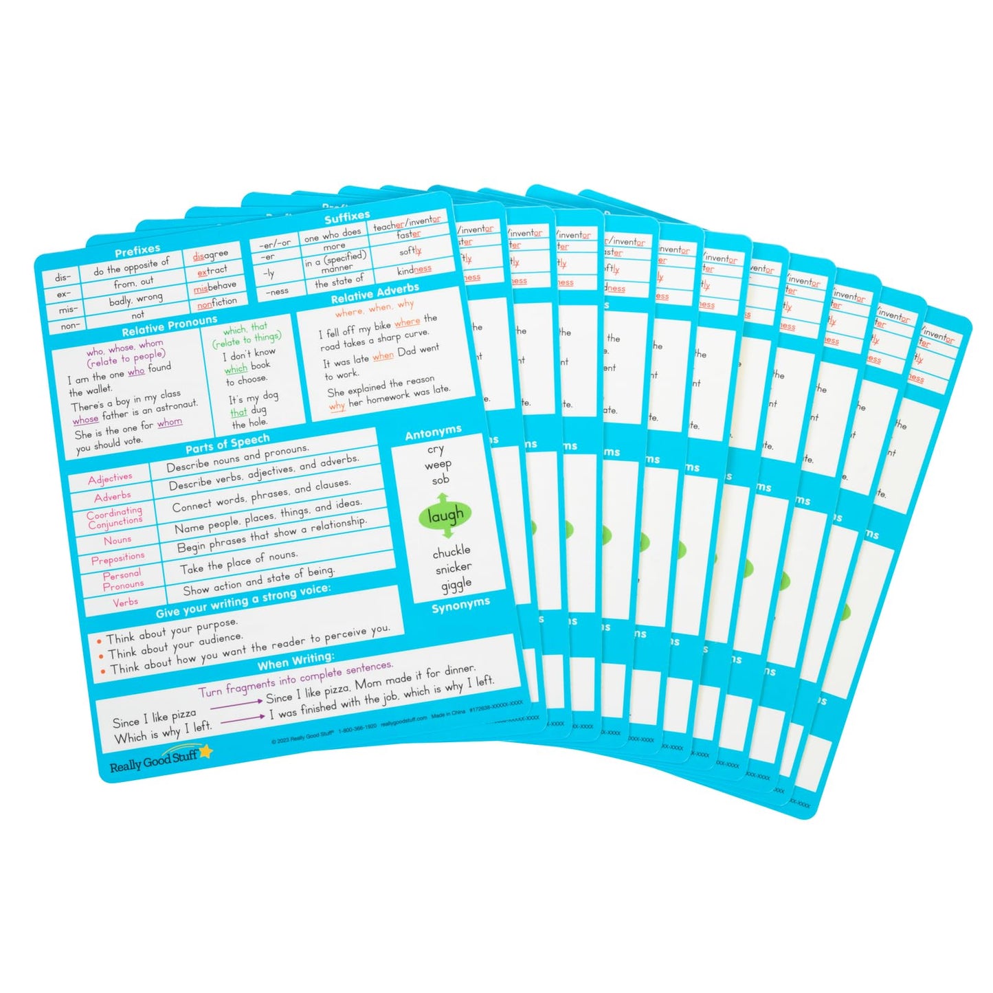 Really Good Stuff Essential Reference Cards - Grade 4 - Set of 12