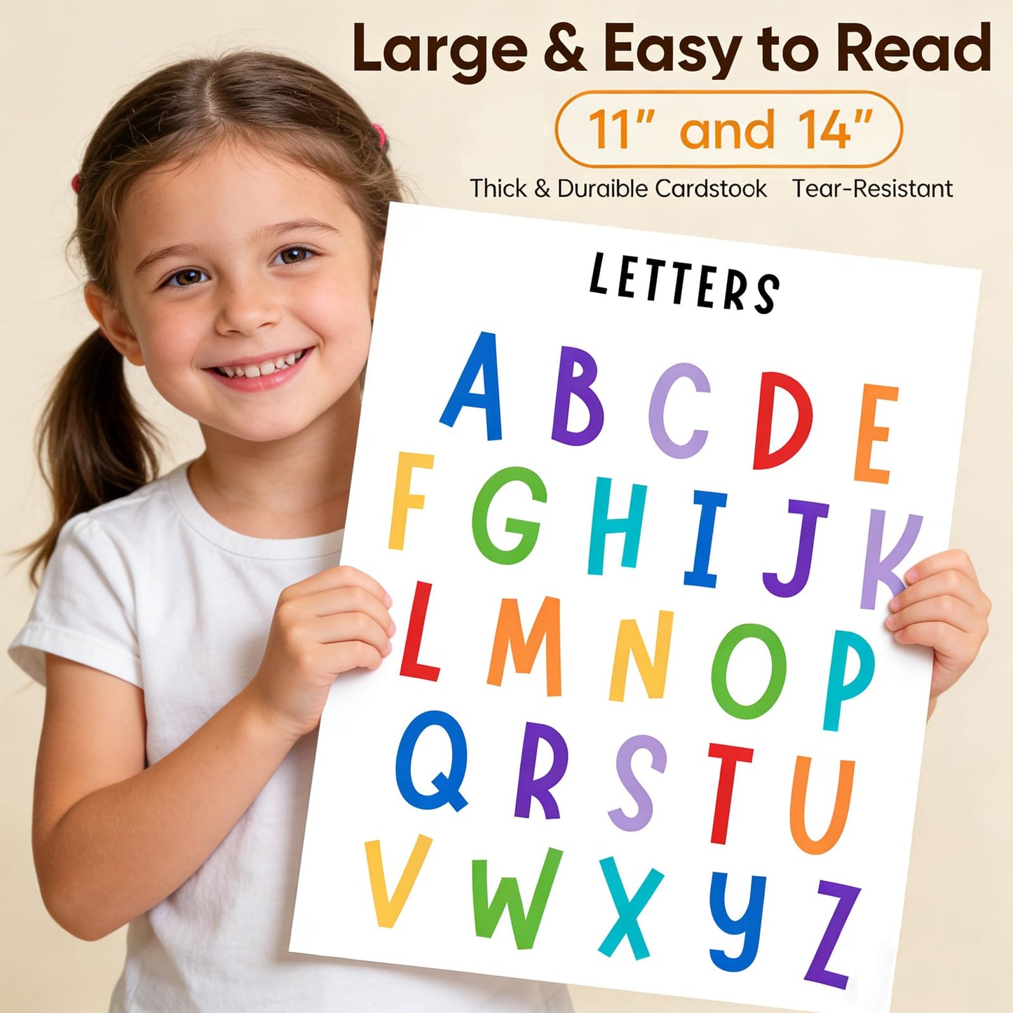 Educational Preschool Learning Posters,Alphabet ABC Posters for Toddlers Classroom Playroom Wall Art Decor,Counting Chart for Kindergarten,Pre K Learning Poster for Toddlers 1-3 Homeschool Supplies