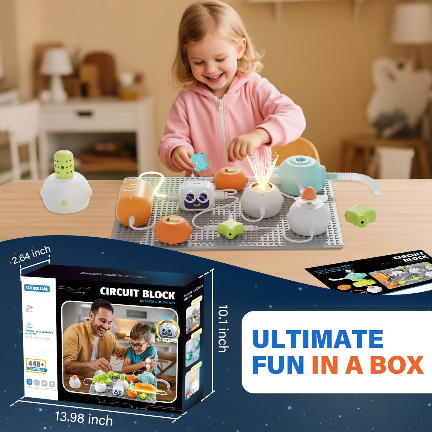 Science Kits for Kids, 448+ Projects Circuit Exploration Kits Educational Electronics Toys for Boys & Girls Hands-On Engineering Toy, Birthday, Halloween, Christmas Gift for Ages 5 6 7 8 9 10 11 12