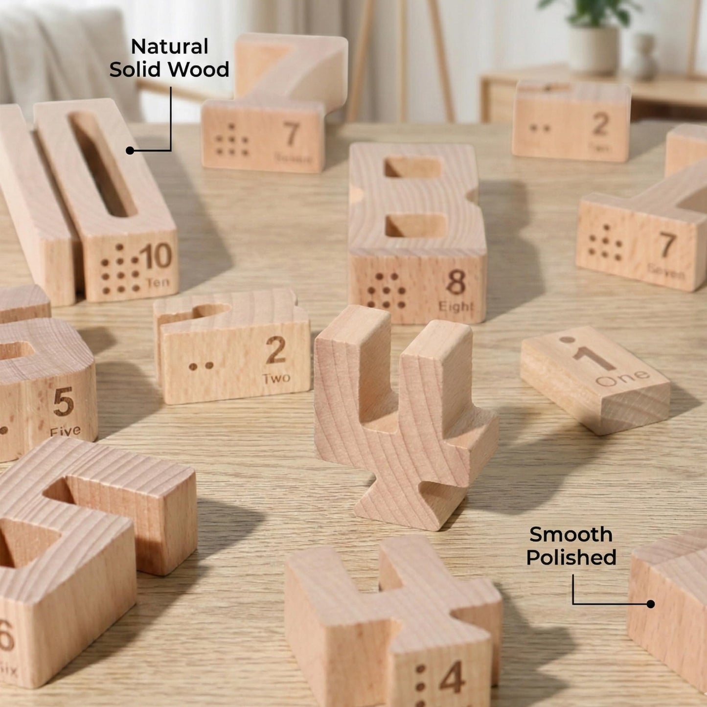 Wooden Number Blocks for Toddlers 3+, 20 PCS Montessori Math Stacking Toys, Natural Wood Counting & Learning Blocks with 30 Challenge Levels, STEM Educational Gift for Preschool Boys Girls