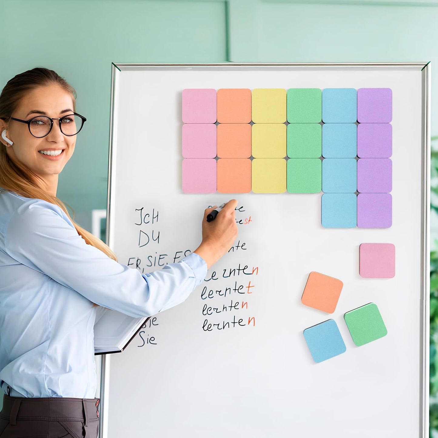MaxGear Whiteboard Erasers Magnetic, 36 Pack Mini Dry Erase Erasers for Chalkboard, Strong Cleaning White Board Erasers Bulk for Office Classroom, Magnetic Backing, 6 Macaron Color, 2 x 2 x 0.6 Inch